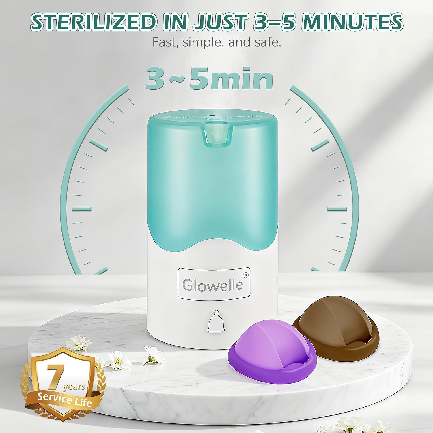 Detalle de GLOWELLE Set Disco Mestruale e Sterilizzatore: Disco Riutilizzabili + Sterilizzatore Compatto