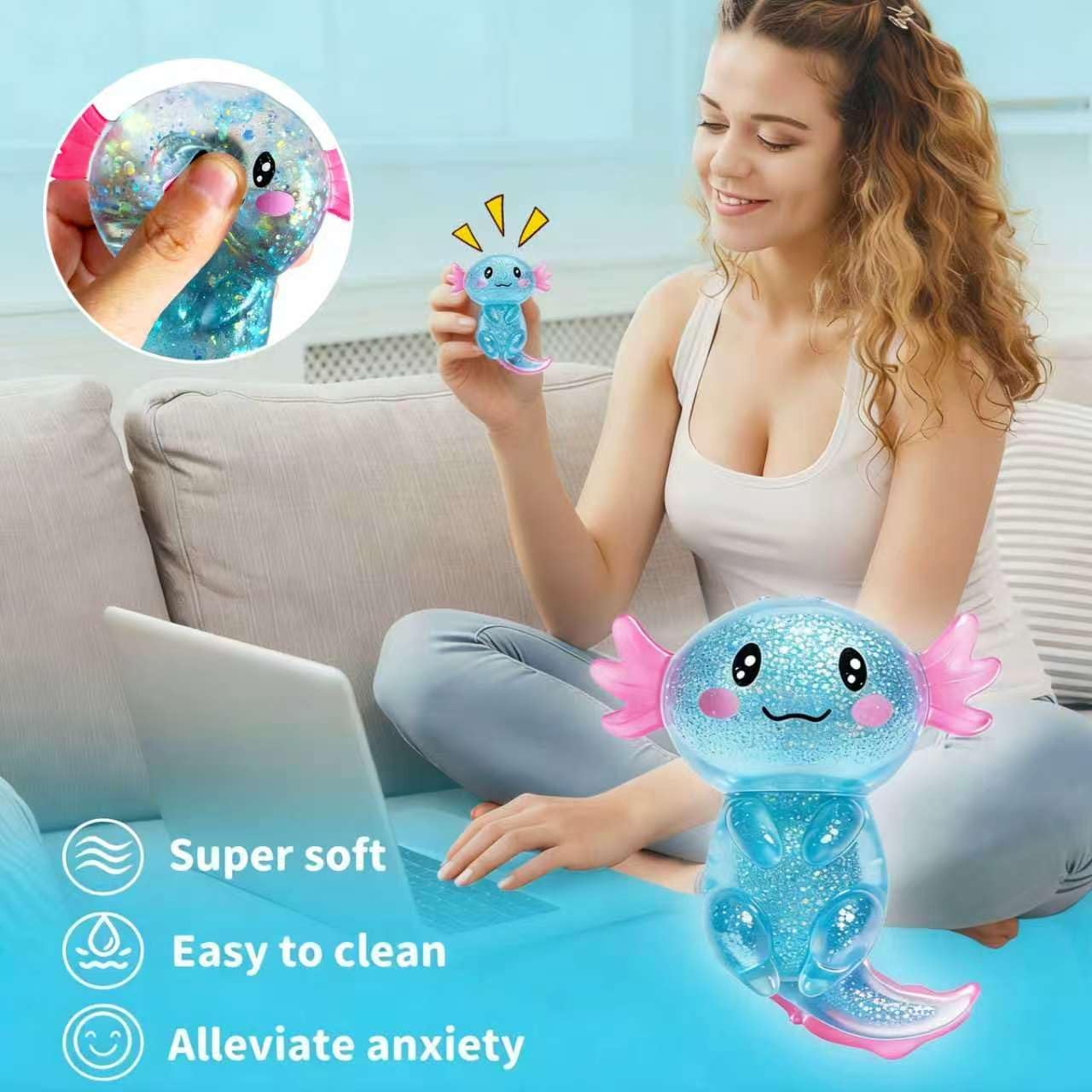 Thumbnail 4 de Axolotls Squishies Blue Stress Ball