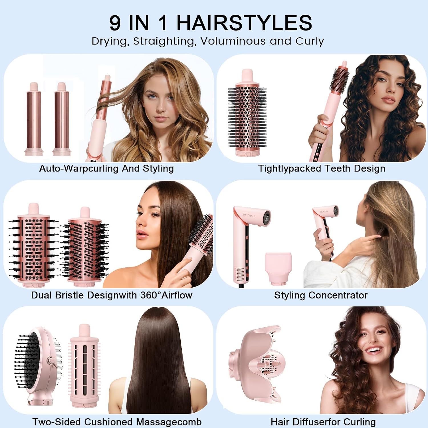 Detalle 2 de AVENHO 9 in 1 Hair Dryer Brush