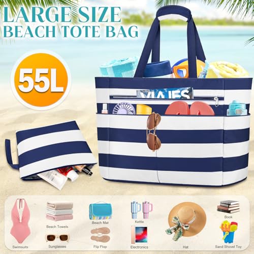 Detalle de ENONEO Bolsa de Playa Grande XXL con Cremallera: resistente, impermeable y práctica para toda la familia