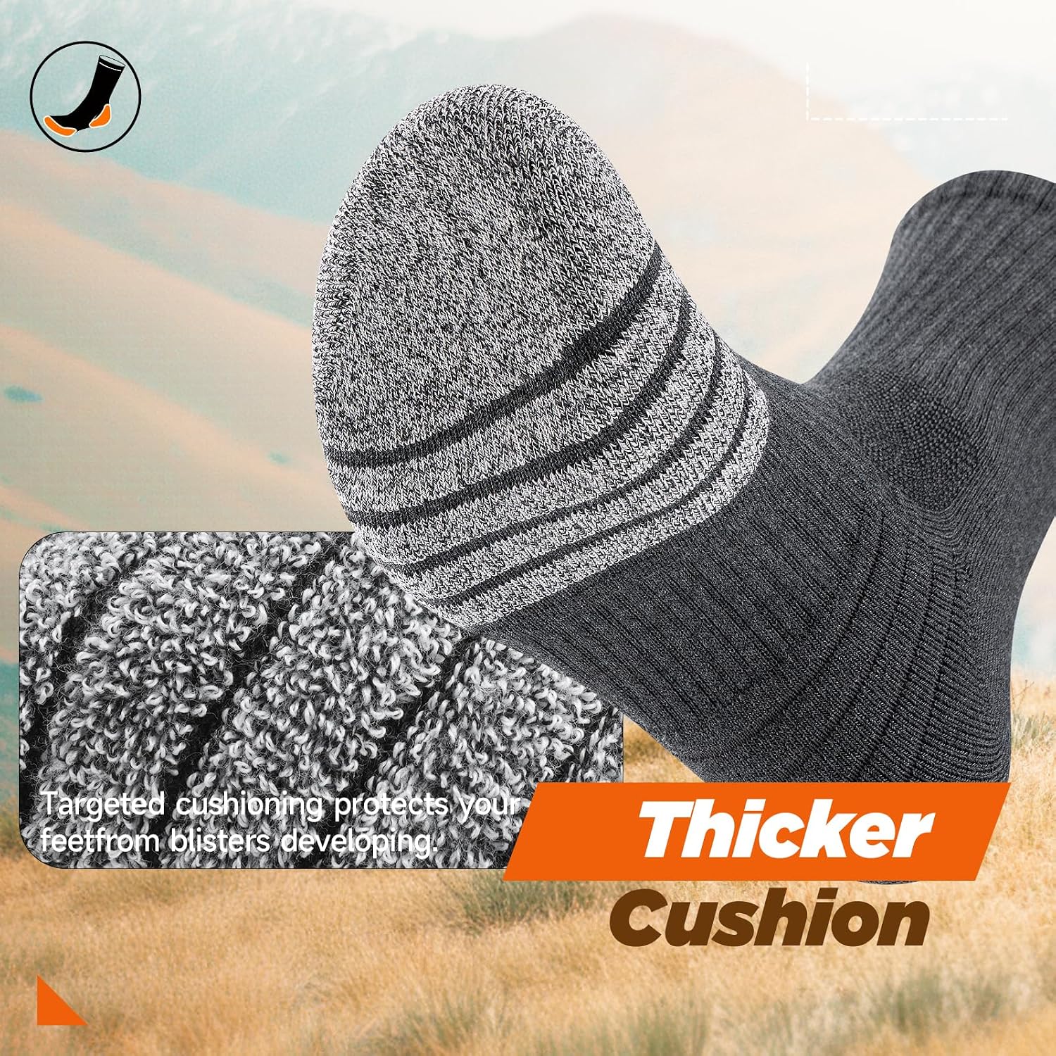 Detalle de PULlOU Hiking Socks (Men’s & Women’s) – Breathable cushioned trek, sports and running socks, 35–38 & 47–50