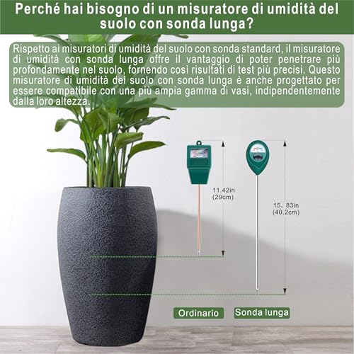 Detalle de XLUX Misuratore Umidità Suolo con Sonda Lunga per Piante – Senza Pile