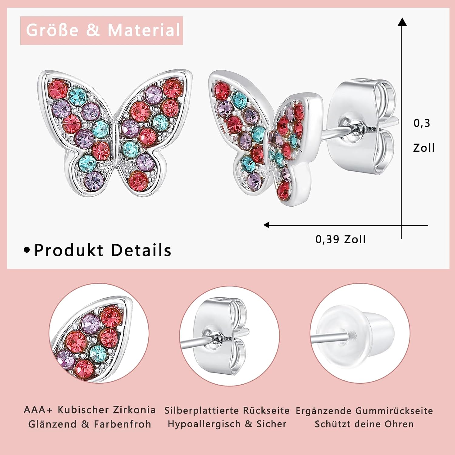 Detalle de Ohrringe Silber – Schmetterlings-Design für Mädchen | Geschenkideen