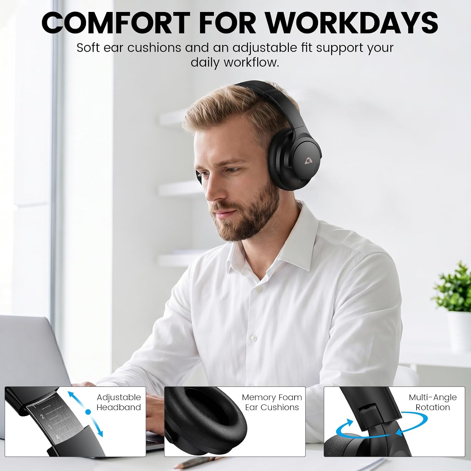 Thumbnail 6 de 1Mii Y8+ Noise Cancelling Headphones 100H battery