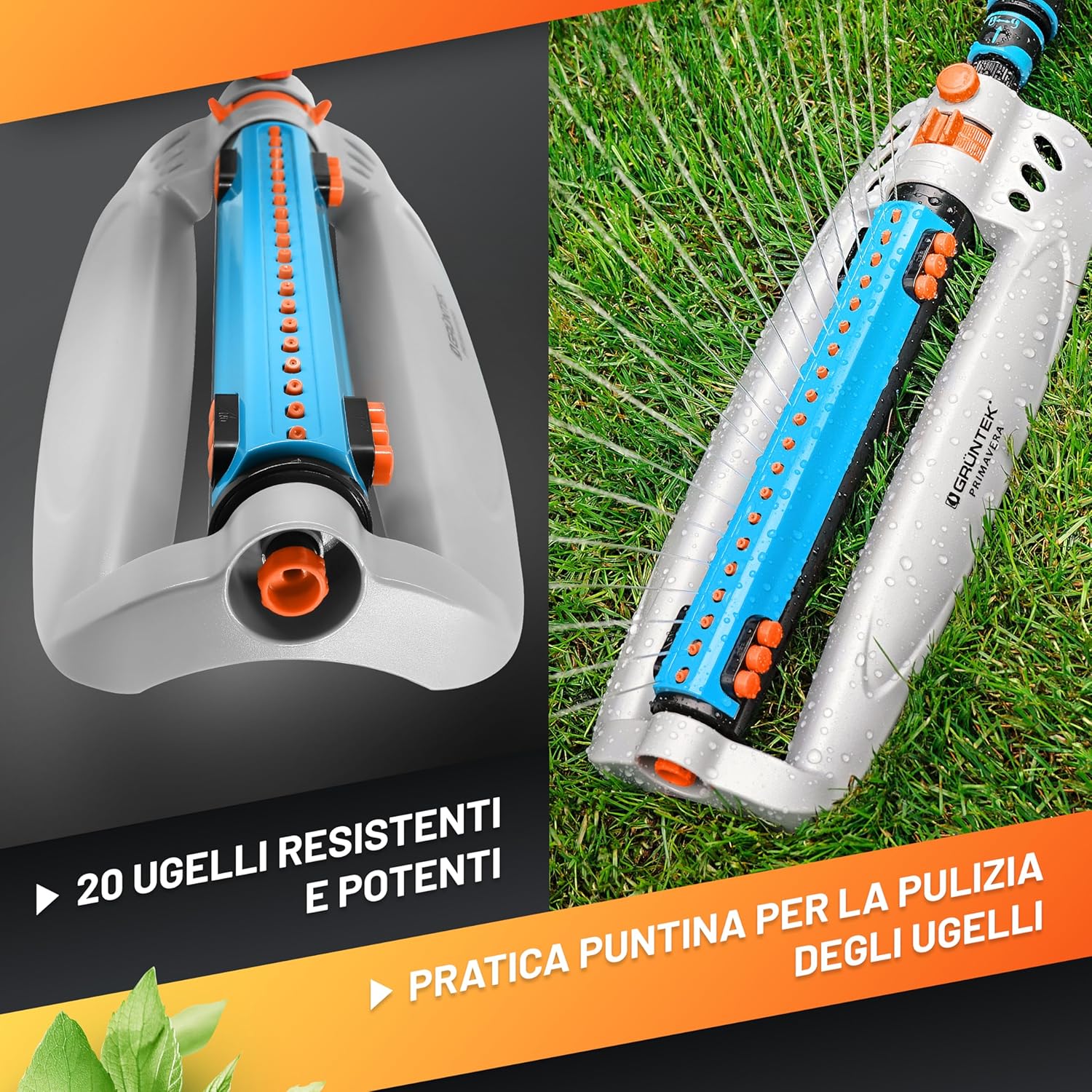 Detalle de GRÜNTEK Irrigatore da Giardino Oscillante Automatico Rettangolare – Copertura ampia e versatilità per superfici fino a 462 m²