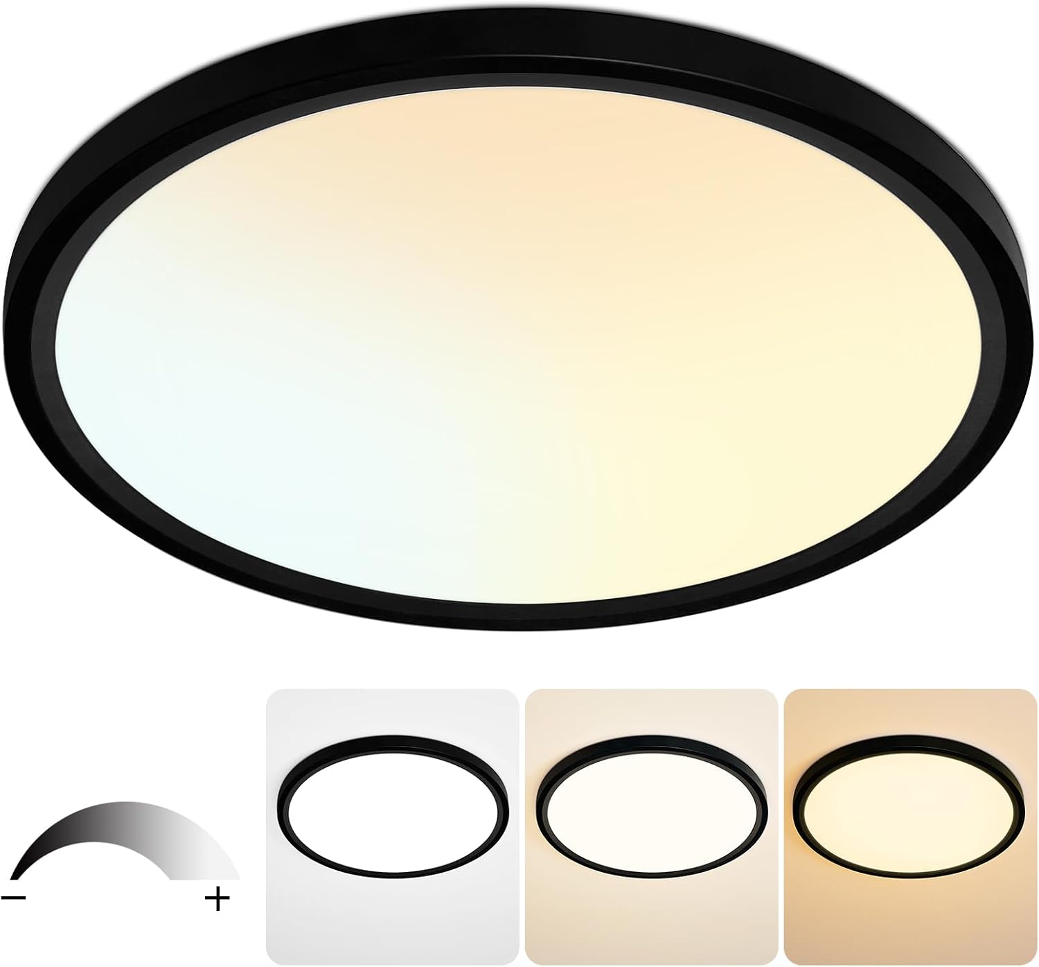 Detalle de KIWIVIC LT0108-BMGT-T01 20-Inch Flush-Mount LED Ceiling Light, Dimmable