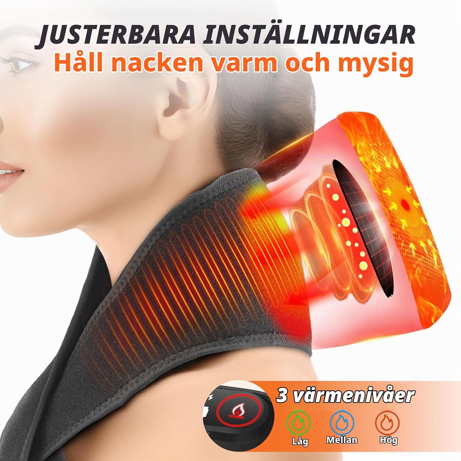 Detalle 2 de DYMROGE trådlös nackvärmare med vibration, 660 nm rött ljus och 3 värmelägen