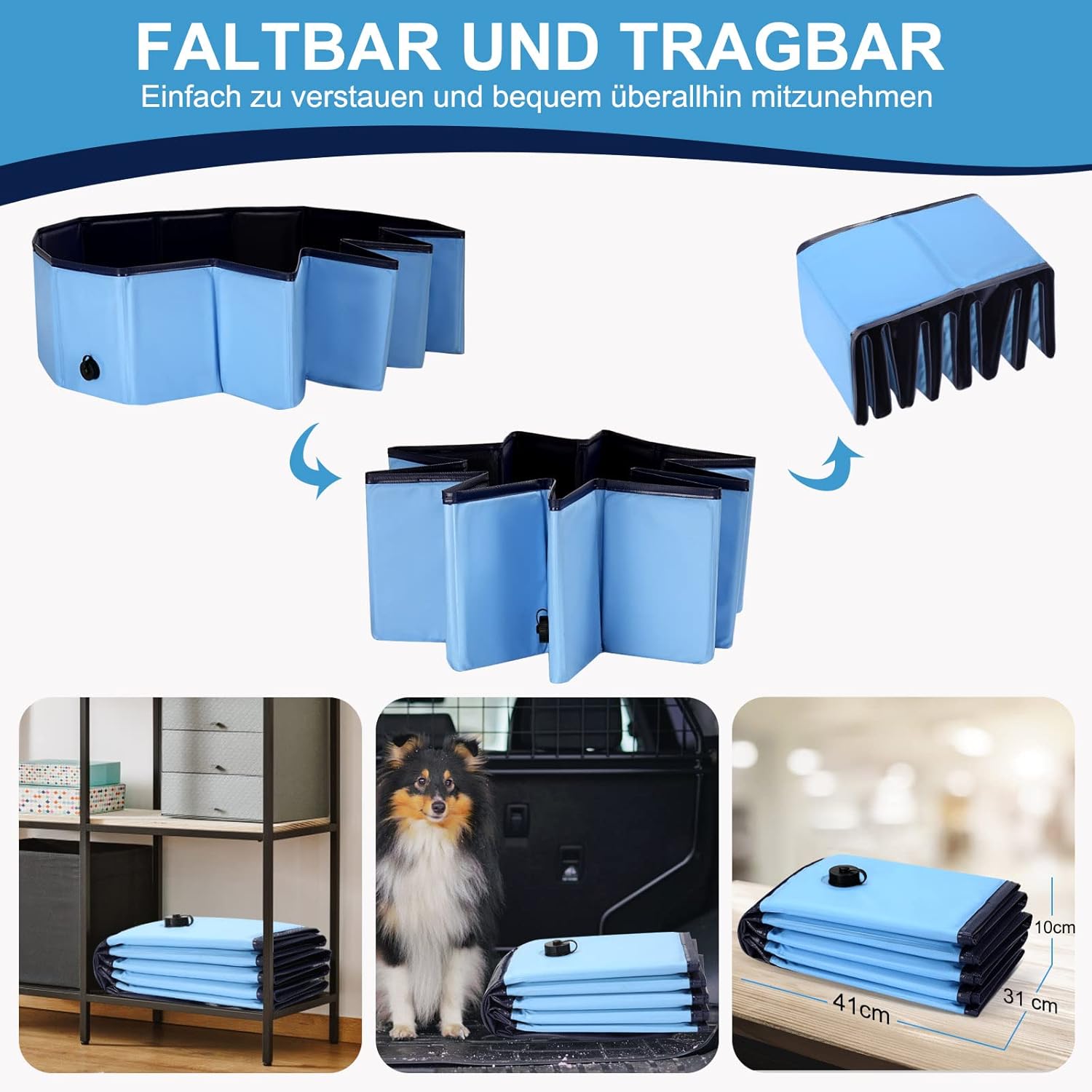 Thumbnail 6 de Ezilif Hundepool XXL – Faltbarer, rutschfester Planschbecken für Hunde (120 x 30 cm)
