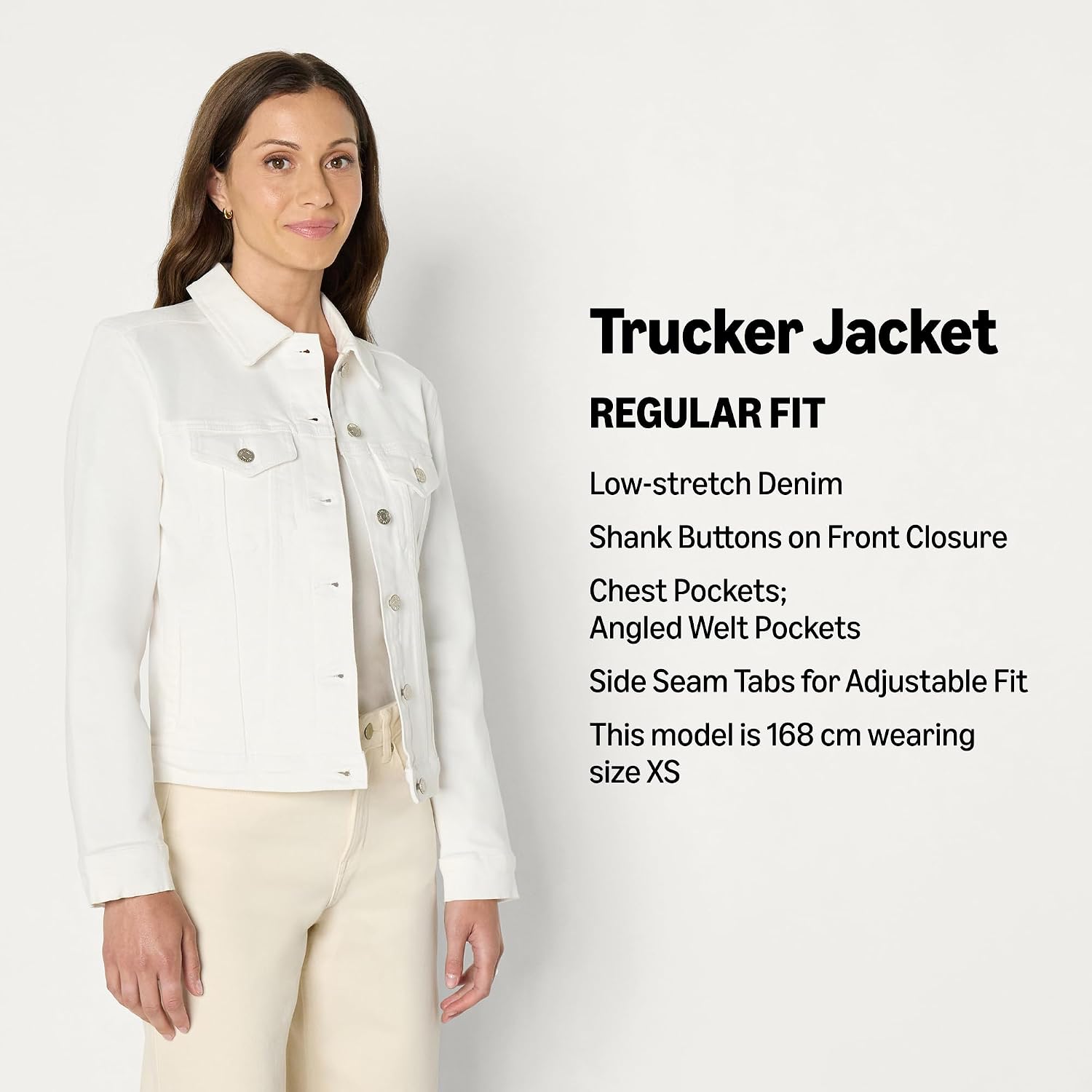 Detalle 2 de Amazon Essentials Women’s Regular-Fit Low Stretch Denim Button-Front Trucker Jacket