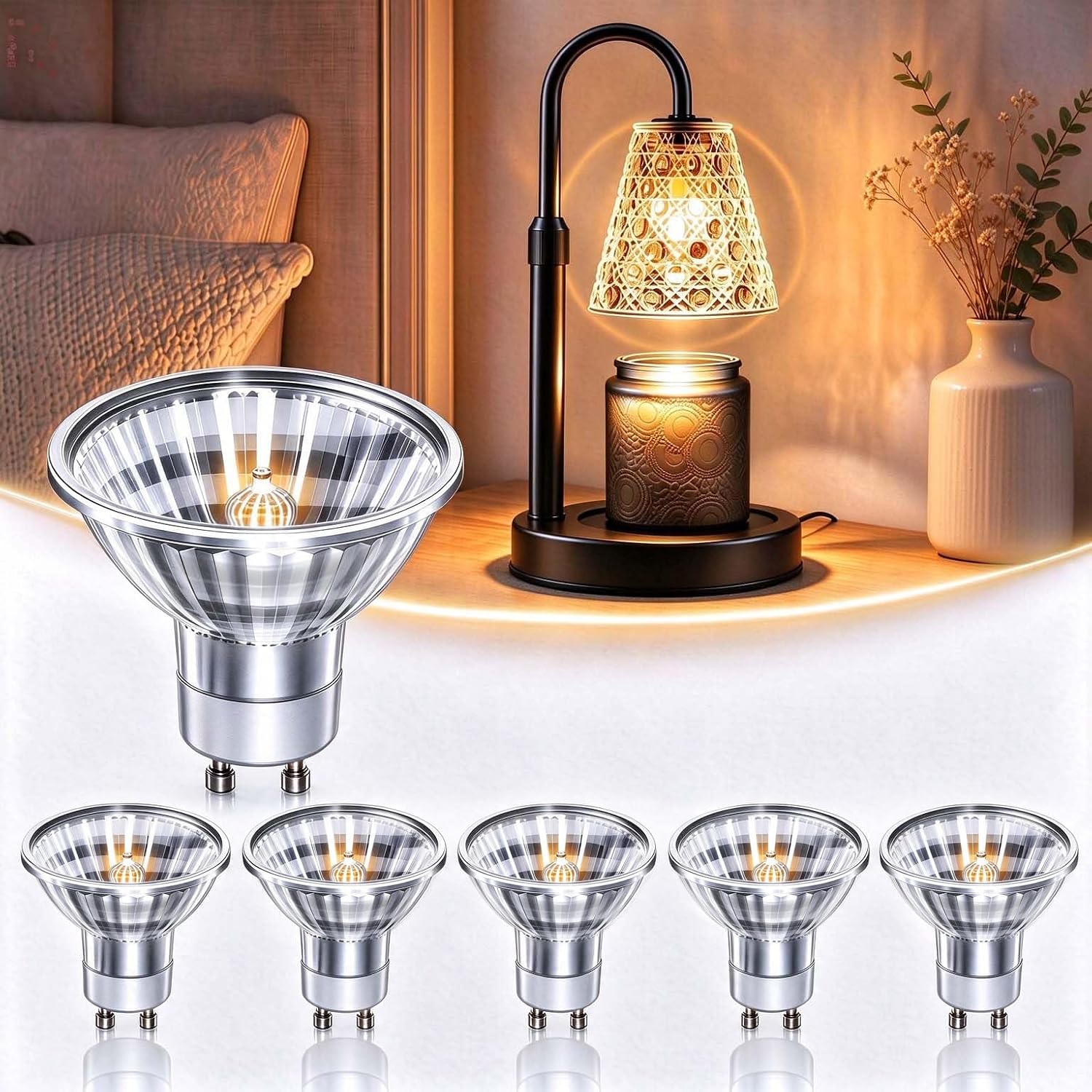 RMFSH GU10 Halogen Bulbs, 6-Pack, 50W Dimmable MR16, 2700K Warm White