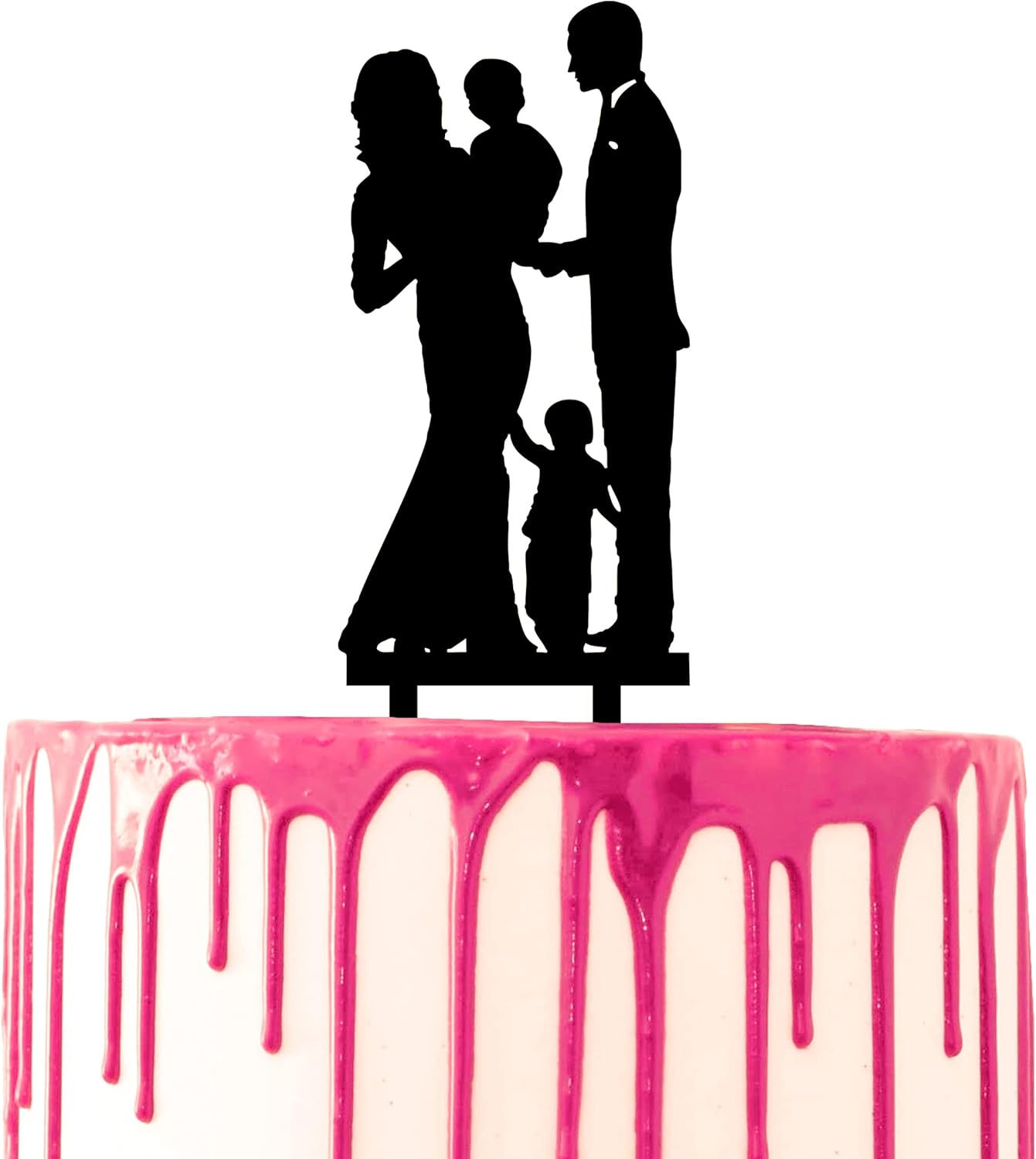 Thumbnail 6 de CARISPIBET Wedding Anniversary Cake Topper – Couple Forehead Kiss with Two Playful Daughters