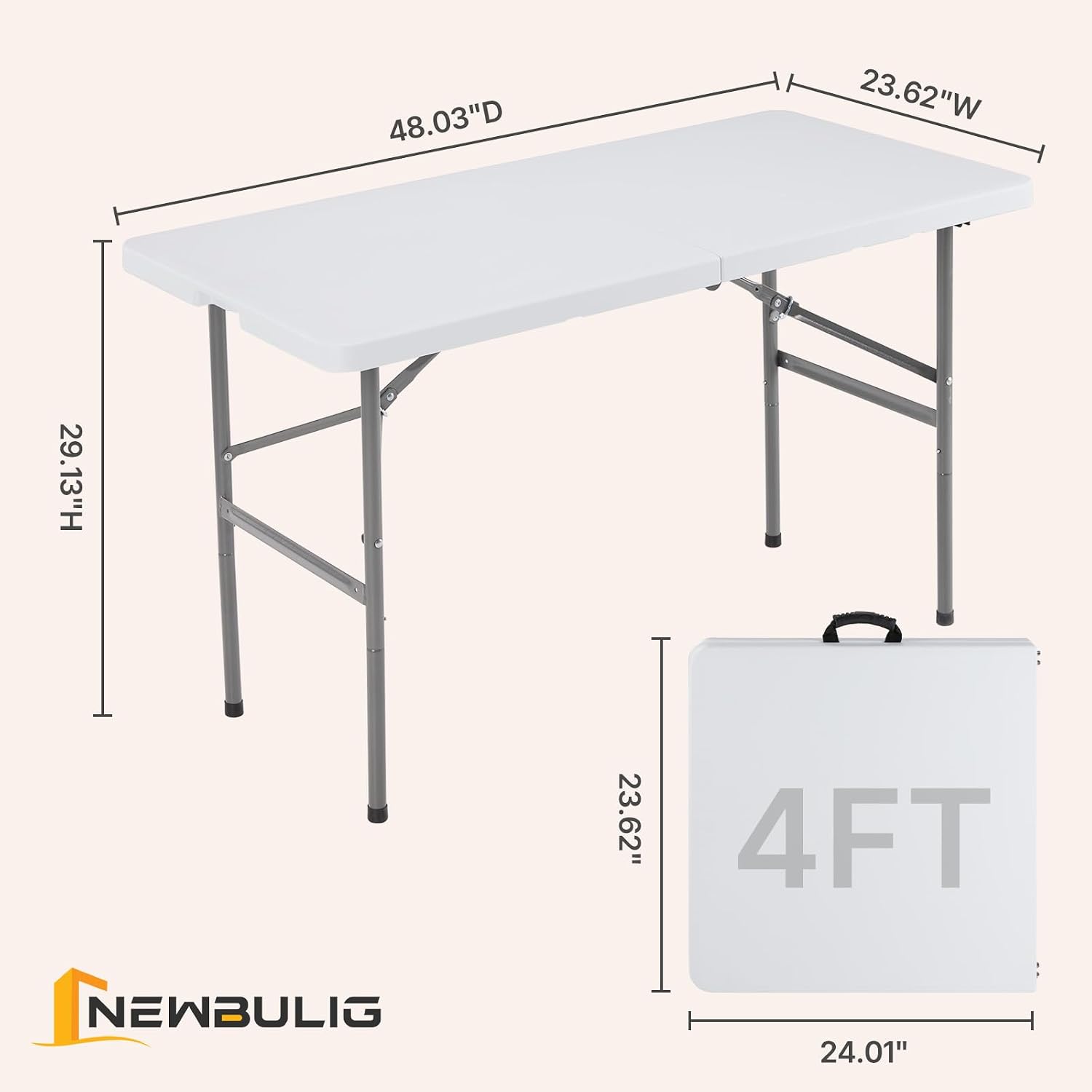Detalle de NEWBULIG Folding Table 4 ft