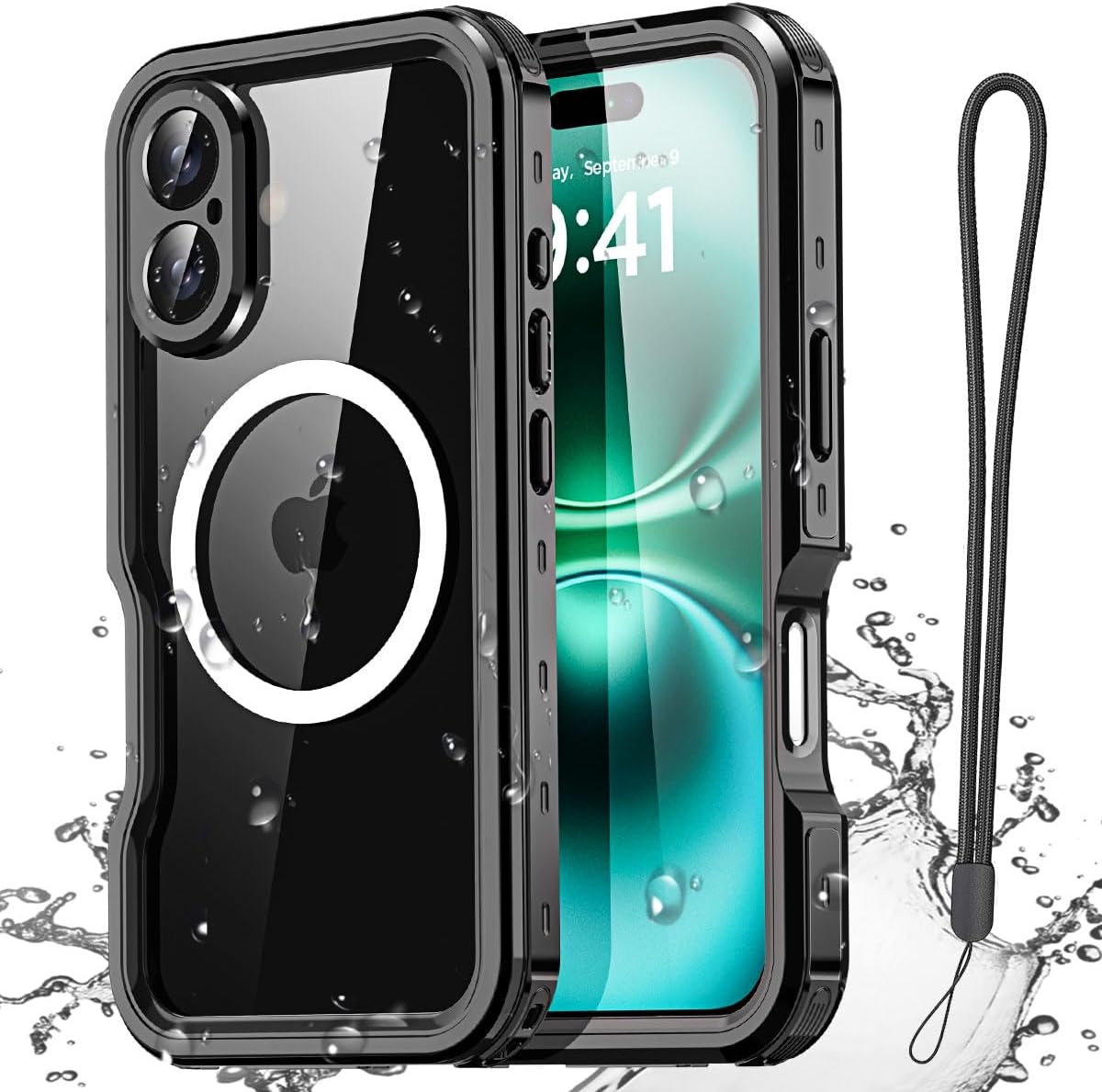 Detalle de AICase Waterproof Case for iPhone 16 (6.1-inch): Full-Body MagSafe Protection, IP68 underwater certified