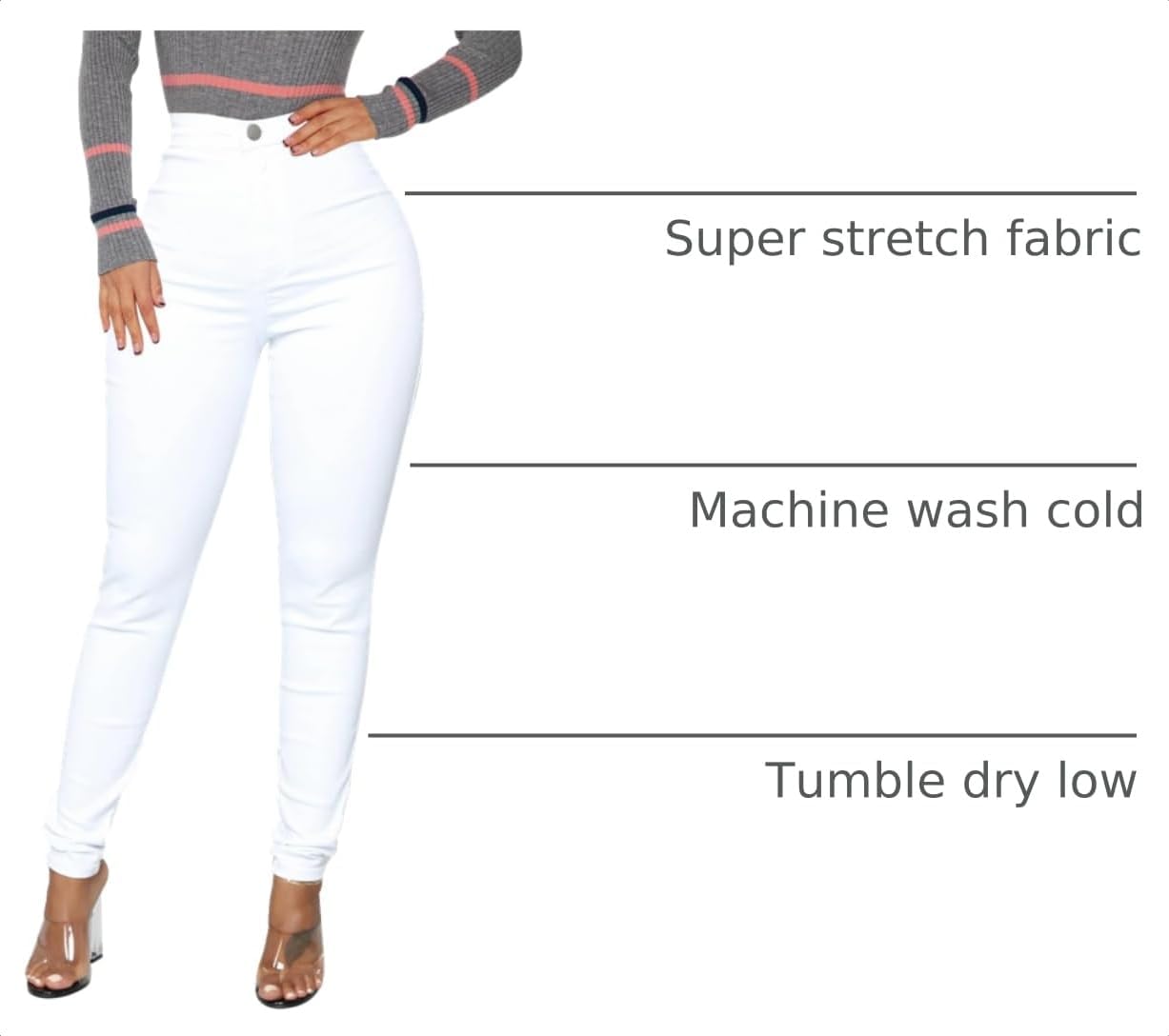 Thumbnail 3 de KUNMI Womens Classic High Waisted Skinny Stretch Jeans