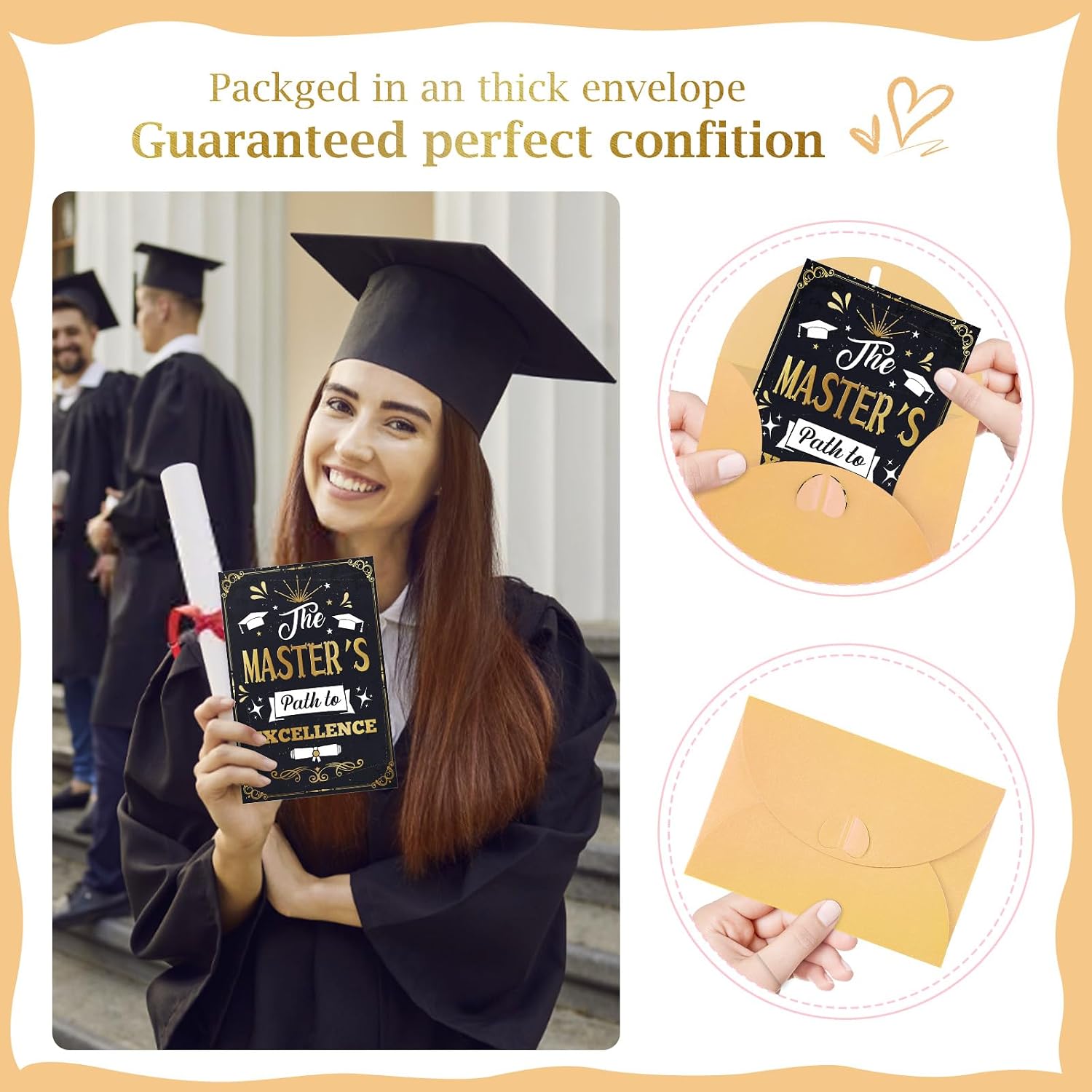 Detalle 2 de FLYAB Master’s Degree Graduation Card, 5.5" x 8" with Gold Foil and Envelope