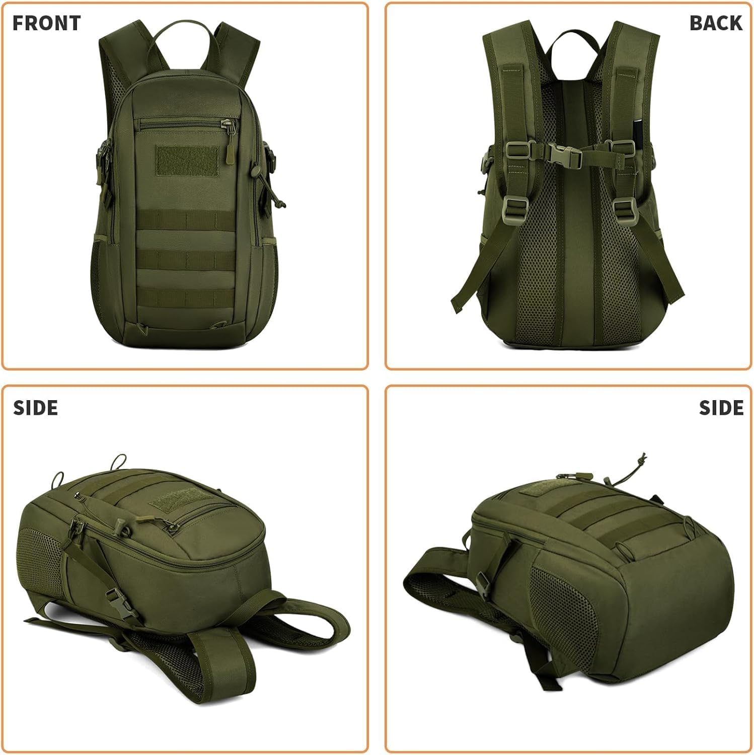 Detalle de HUNTVP Small Backpack 10L/20L/30L: Compact Tactical Rucksack for Everyday Adventures