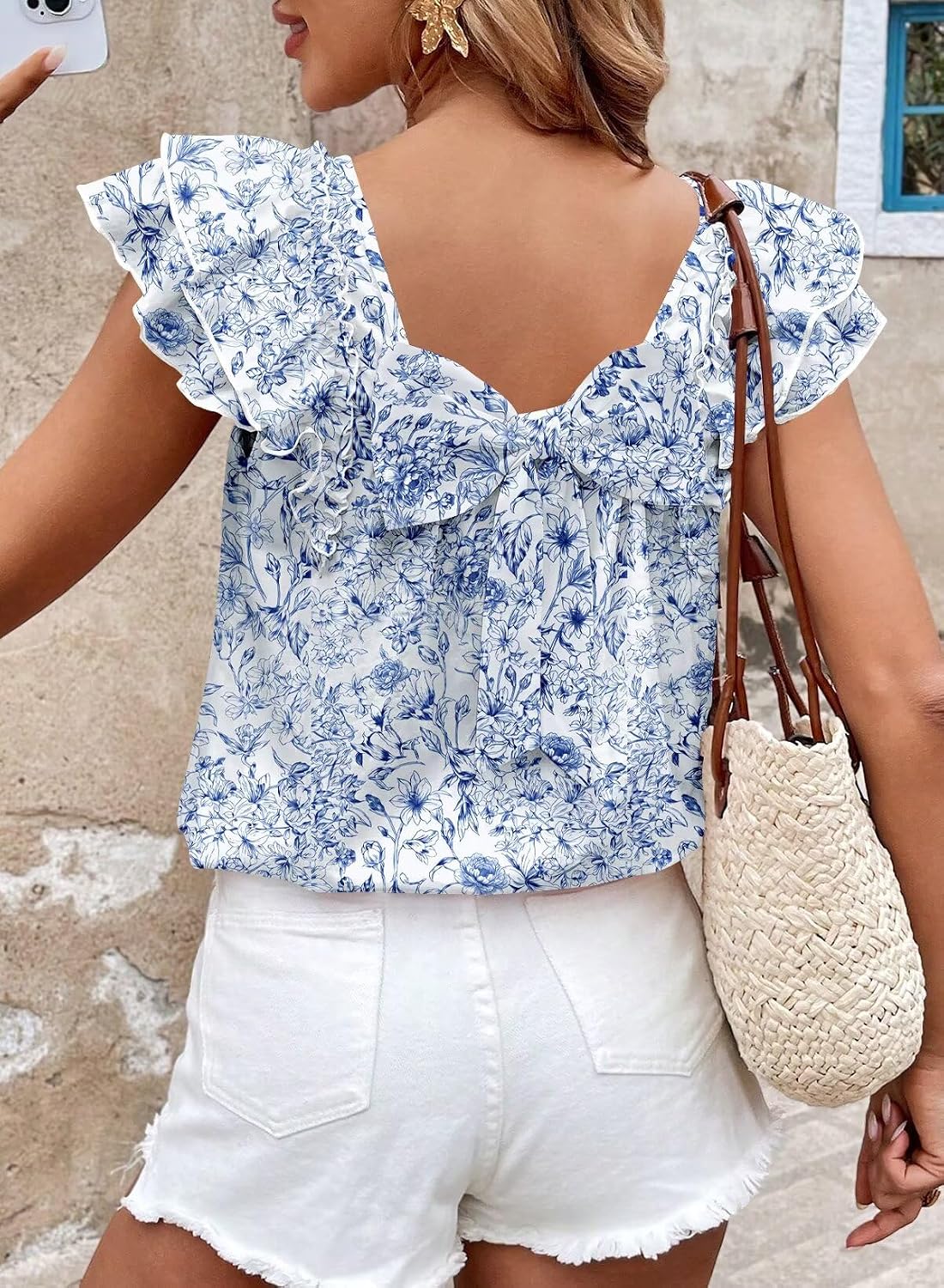 Detalle de Falechay Blusas with Round Neck, Ruffles, and Bow Tie – Lightweight Babydoll Tunic for Women