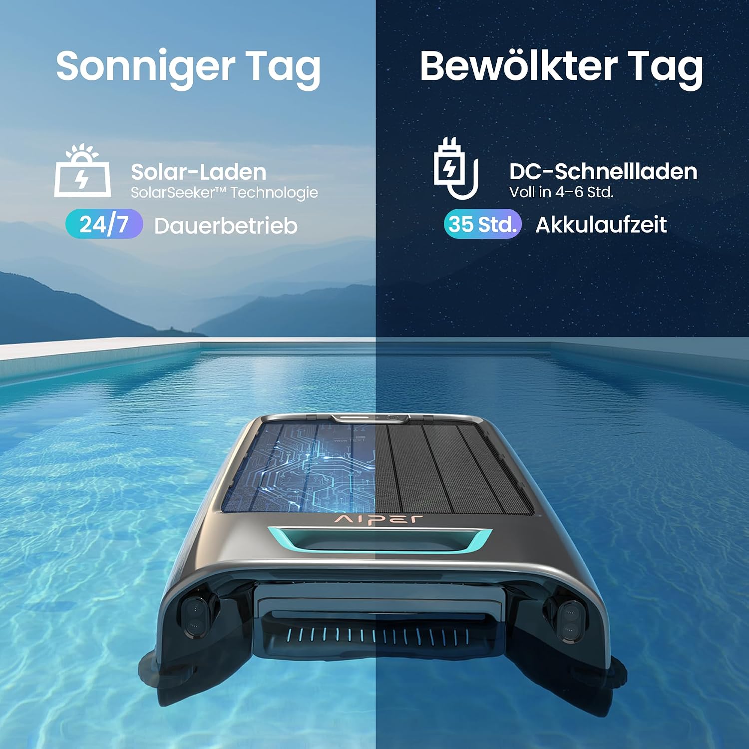 Detalle 2 de AIPER EcoSurfer S2: Solarer Pool-Skimmer-Roboter mit App-Steuerung
