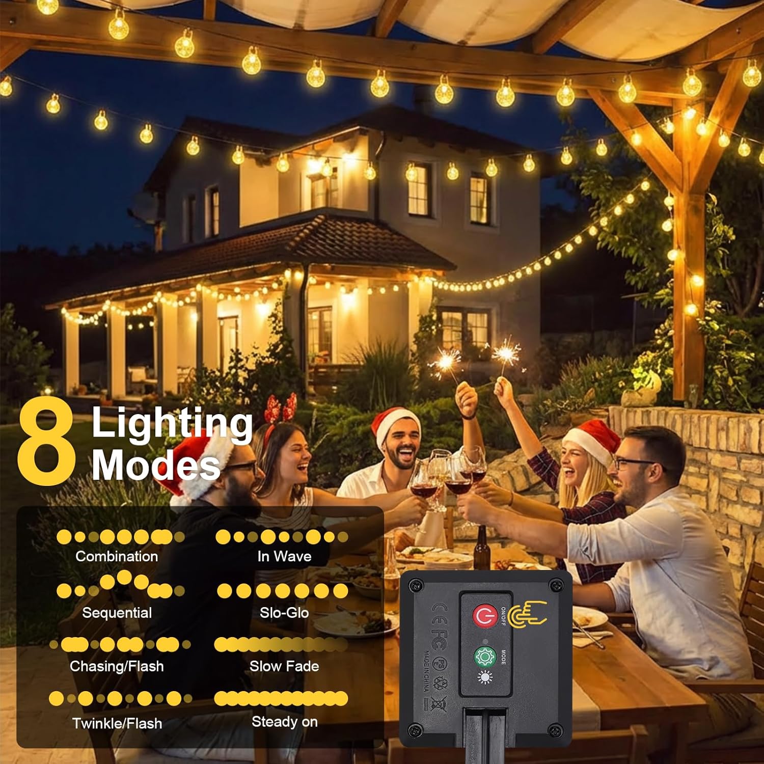 Thumbnail 3 de Liyade Solar Lichterkette Außen – 8 m, 40 LEDs, IP65, 8 Modi mit Speicher & Timer