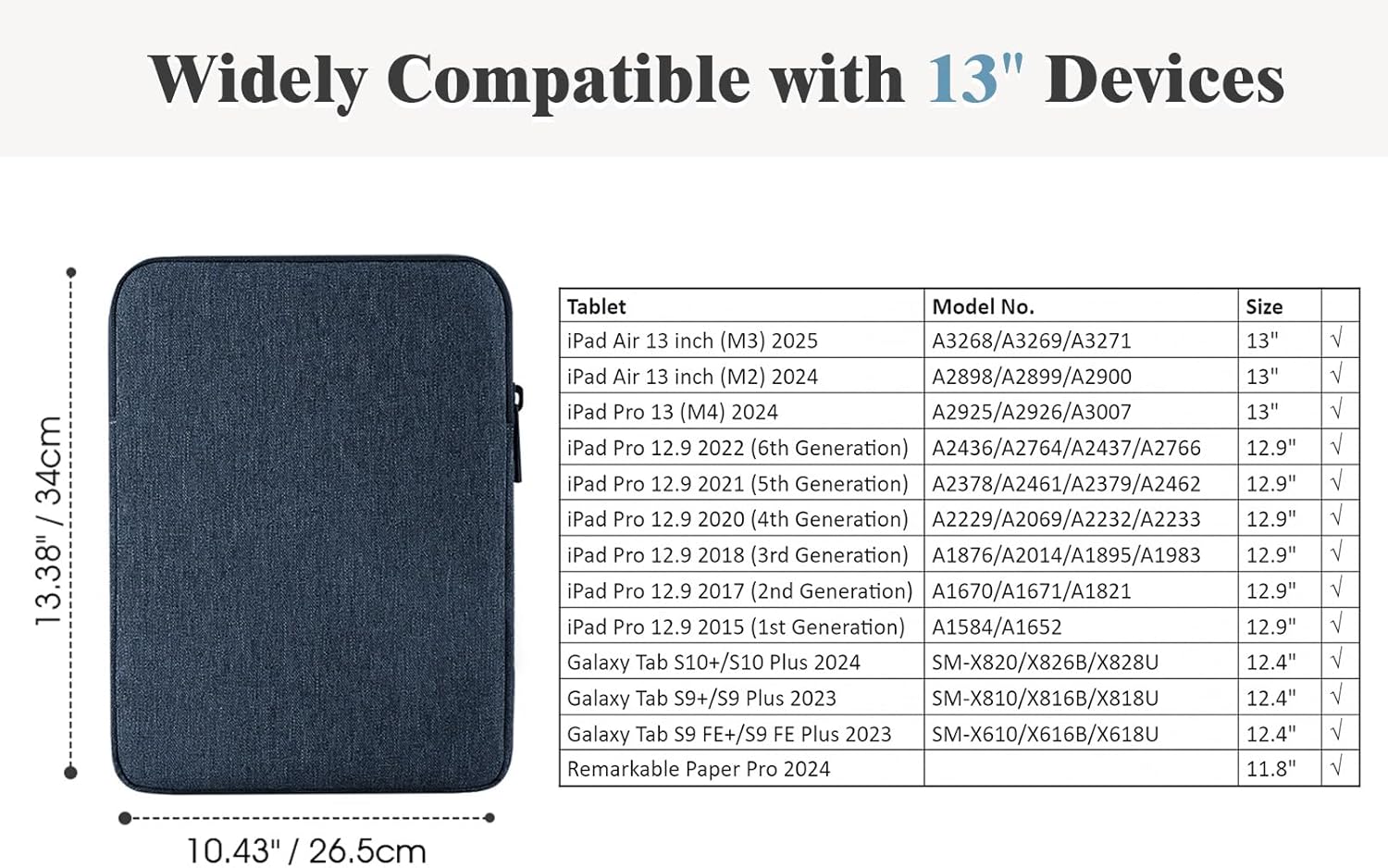 Detalle de TiMOVO 13 Inch Tablet Sleeve for Pad Air 13" M3 (2025) and More