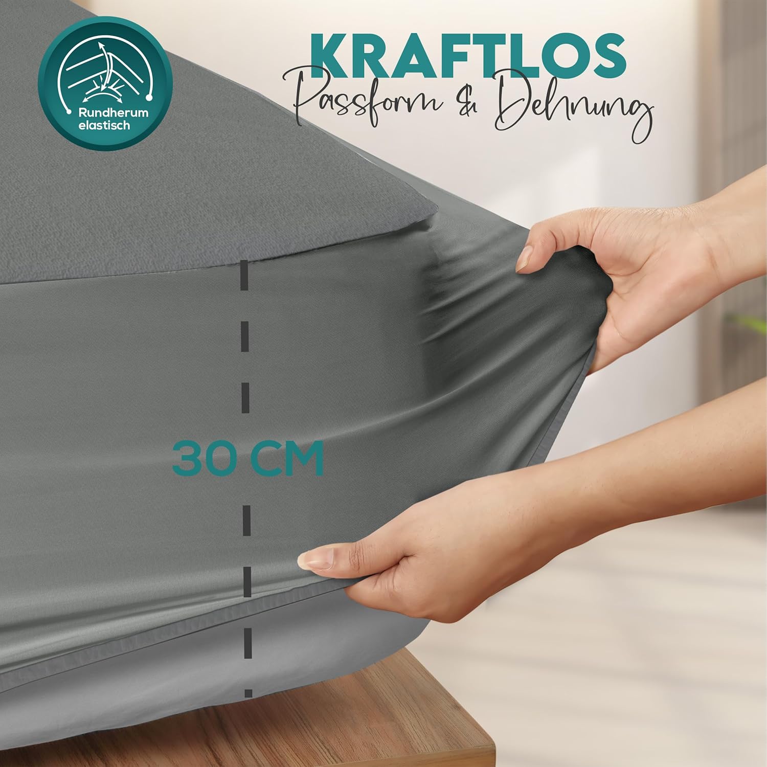 Thumbnail 5 de Utopia Bedding Matratzenschoner 90 x 200 cm wasserdicht (Frottee), Oeko‑Tex, atmungsaktiv, grau