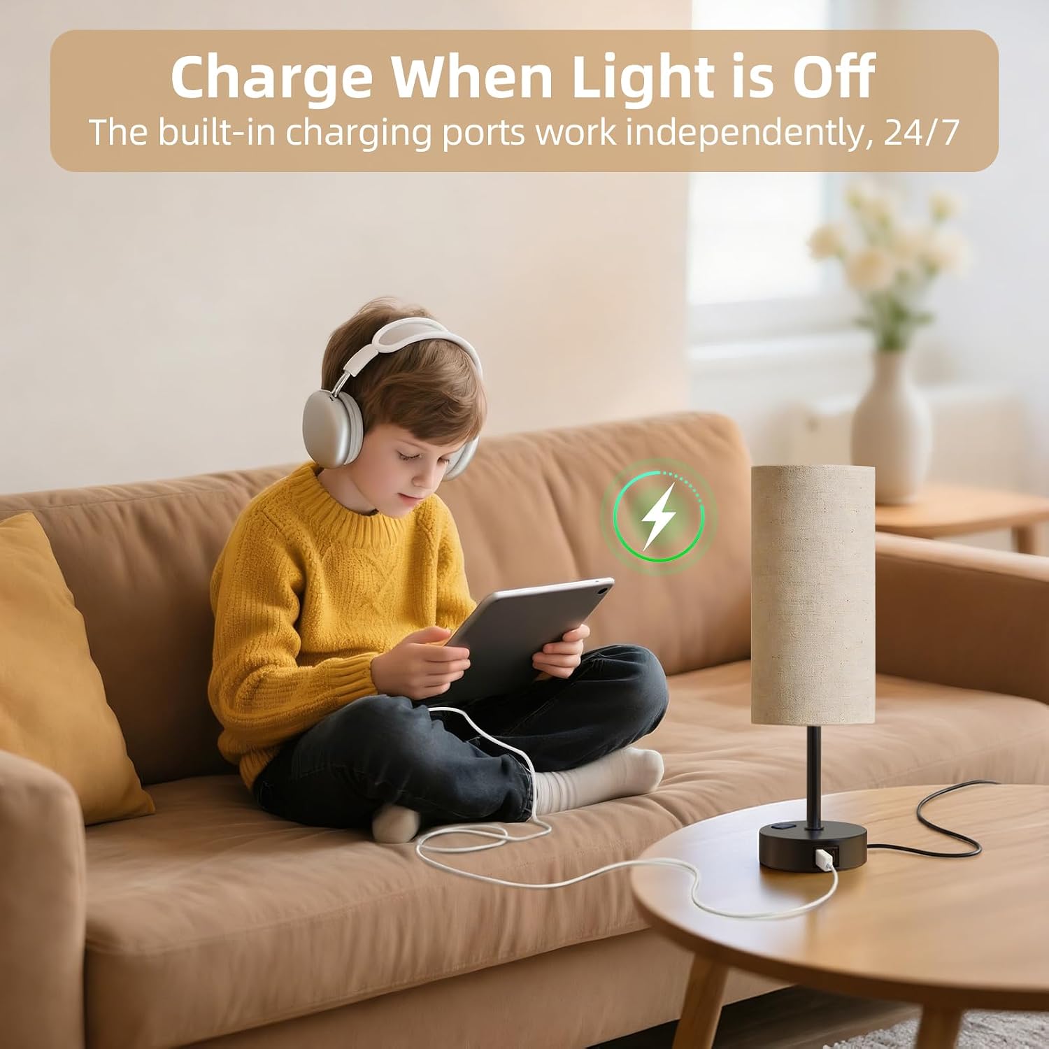 Thumbnail 6 de Fitfull Table Lamp, Beige and Black