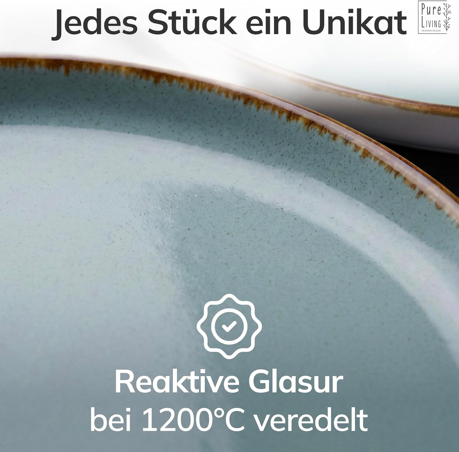 Thumbnail 6 de Steingut Geschirrset 24-tlg. Rustic für 6 Personen in Rauchblau – TESTSIEGER, Spülmaschinengeeignet