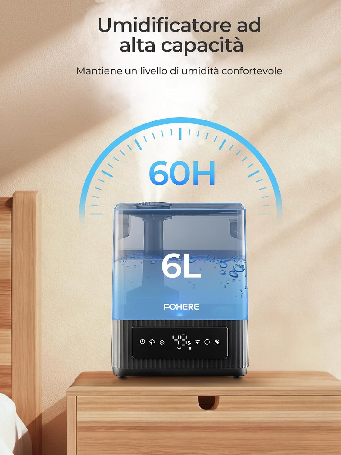 Detalle de Umidificatore 6 L per ambienti grandi 💧