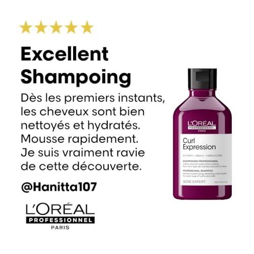 Detalle 2 de L'Oréal Professionnel Curl Expression Crème Lavante Hydratation Intense – Shampoing Cheveux Bouclés & Frisés (300 ml)