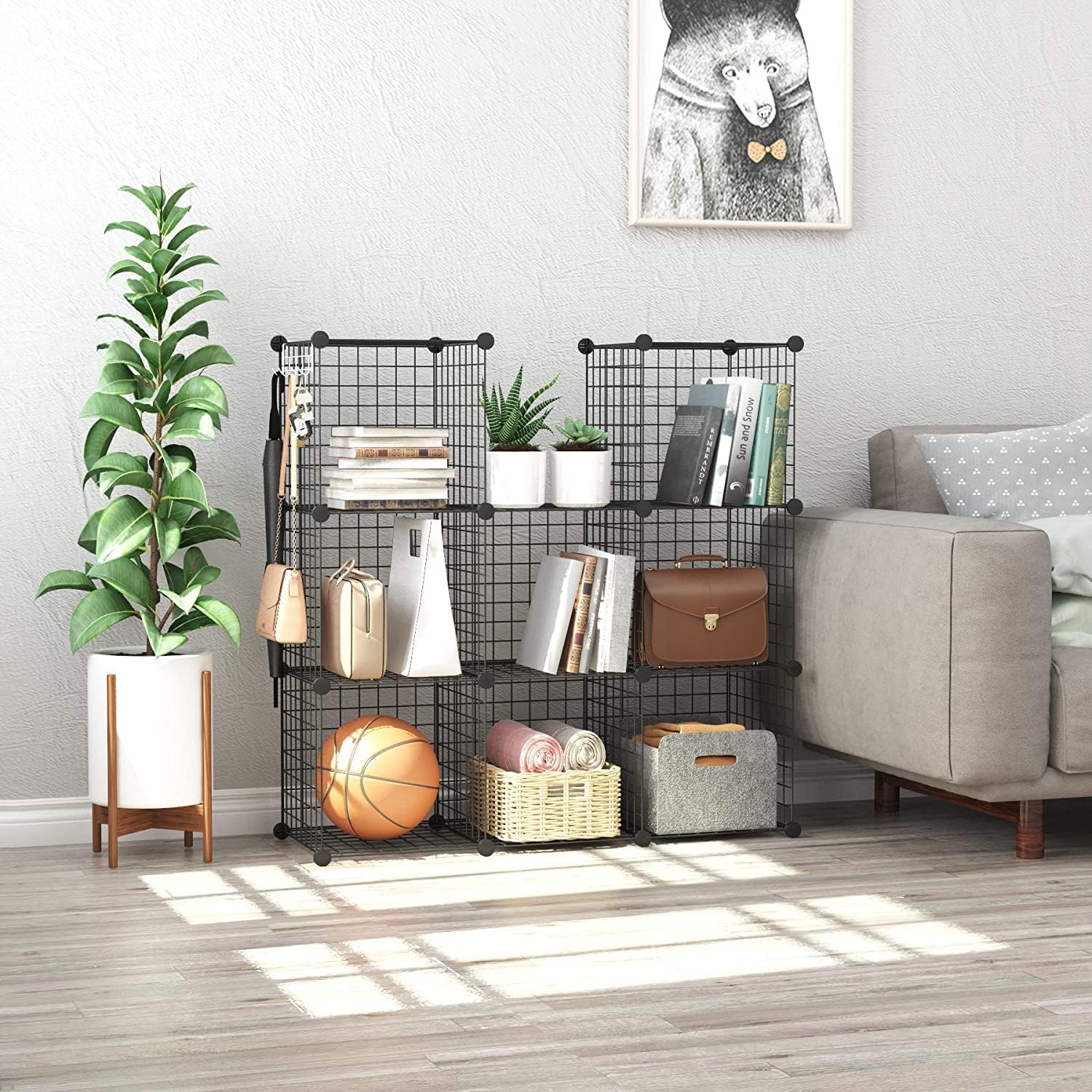 Thumbnail 4 de C&AHOME 8 cubes Wire Cube Storage Organizer, 8-Cube Black Metal Shelving