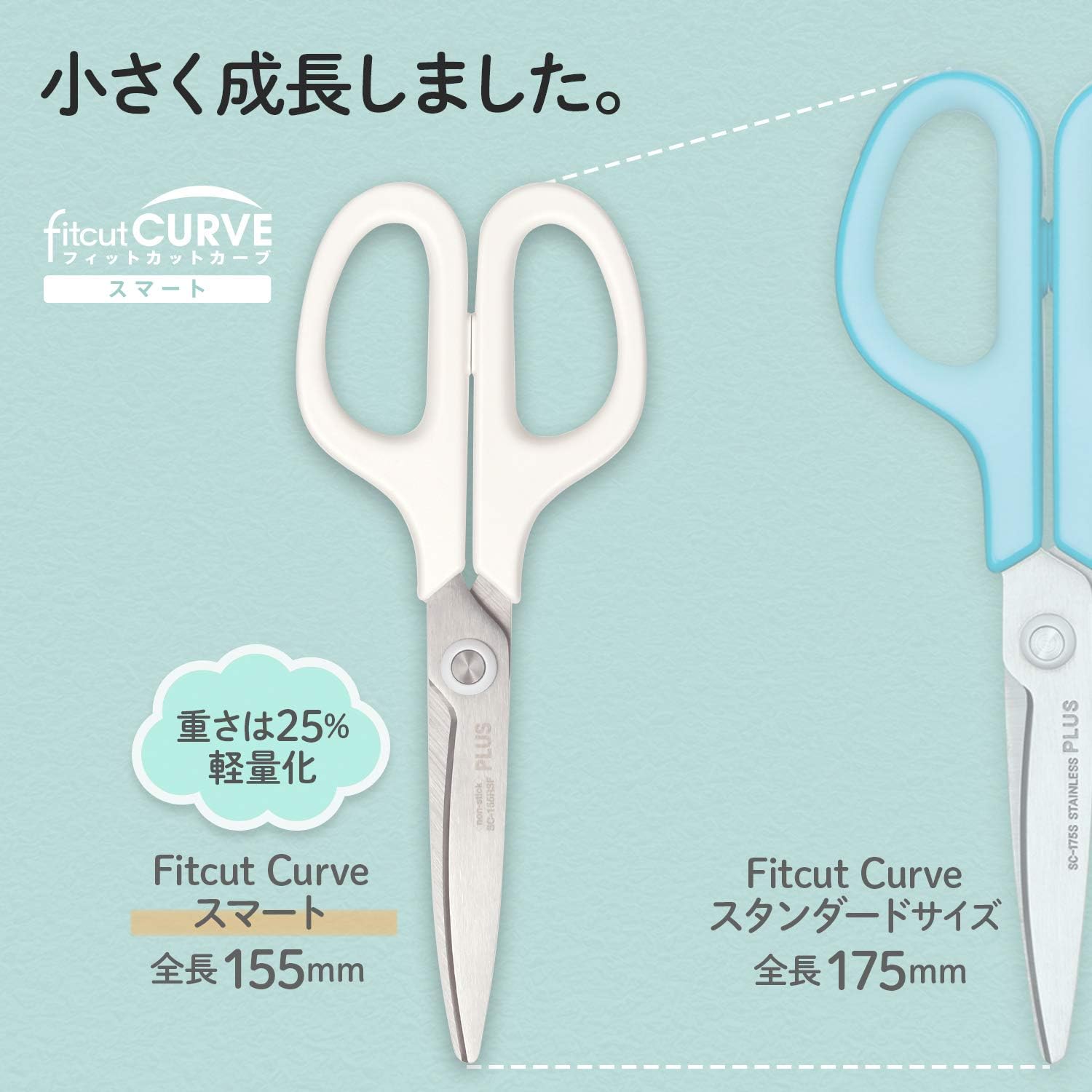 Detalle de プラス フィットカットカーブ スマート SC-155RSF はさみ クリームホワイト 2個セット