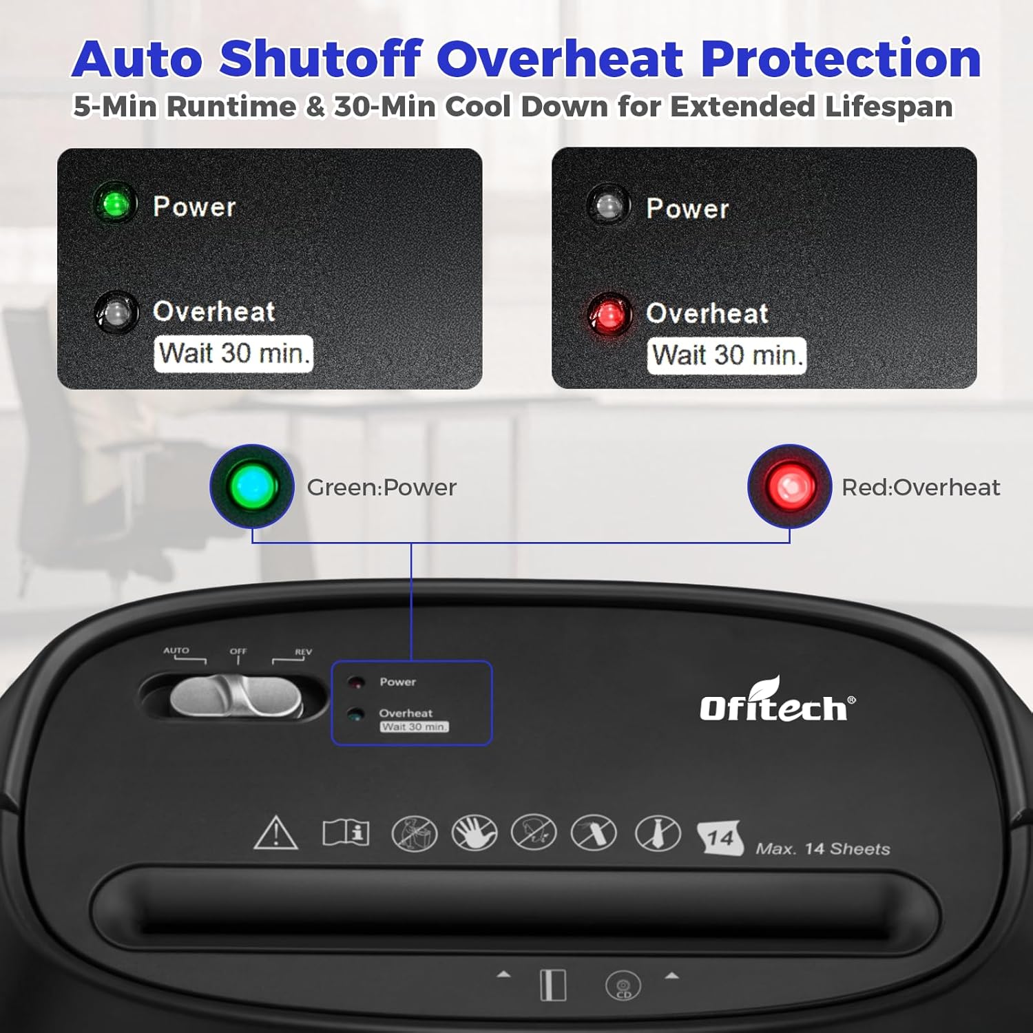 Thumbnail 5 de OFITECH 14-Sheet Paper Shredder, 6.6-Gal 🗑️