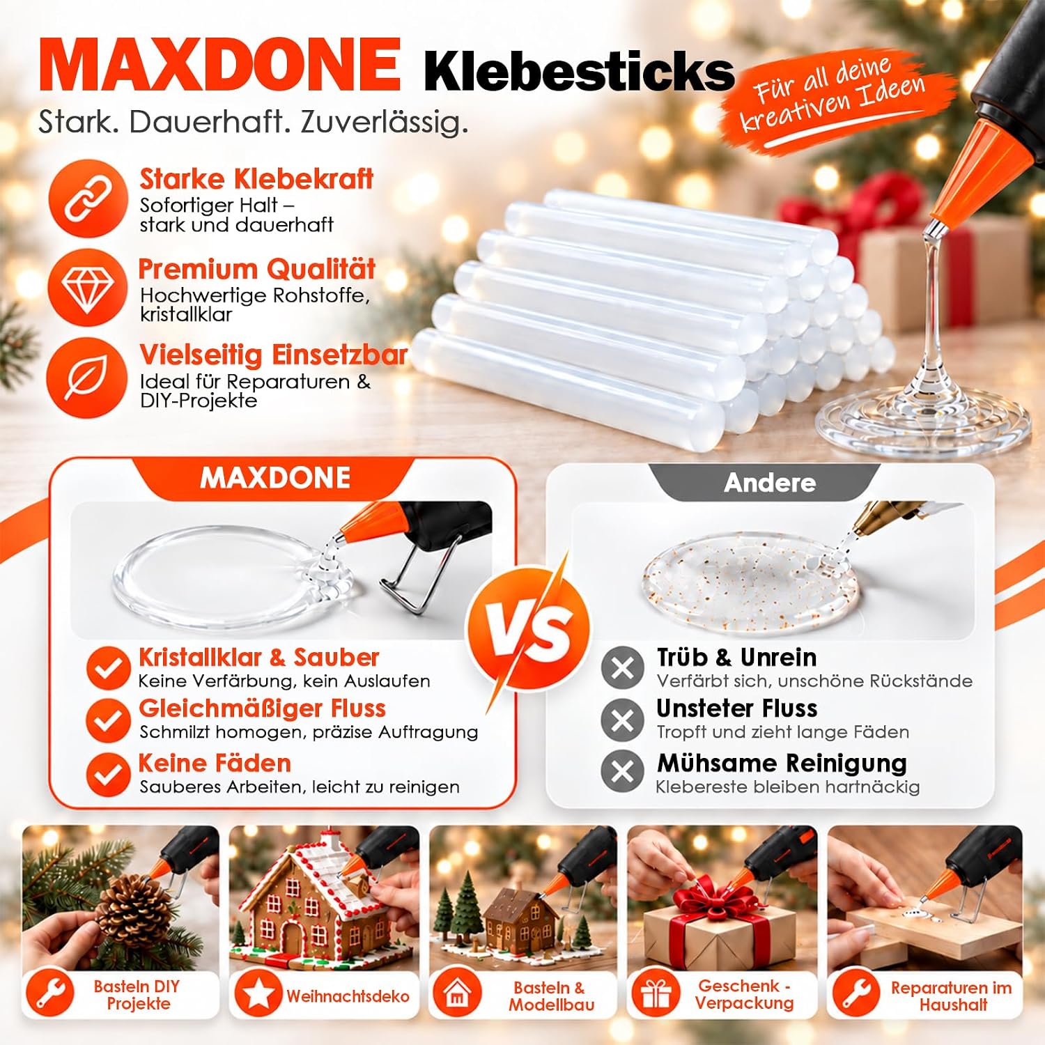 Detalle de MAXDONE 20W Heißklebepistole mit 30 Sticks