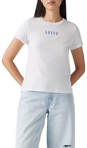 Detalle de Levi's The tee mujer - Camiseta Serif Emb Bright Whi, S