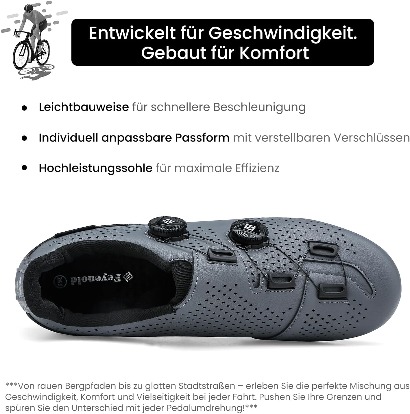 Detalle de Feyenold Herren Fahrradschuhe SPD kompatibel
