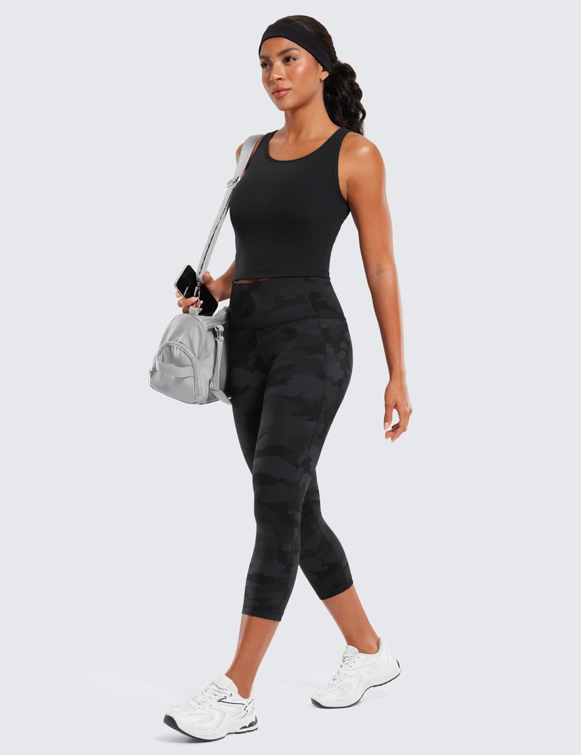 Detalle de CRZ YOGA Da Donna Butterlux Allenamento Capri Ghette con Tasche 48cm/53cm - Vita Alta