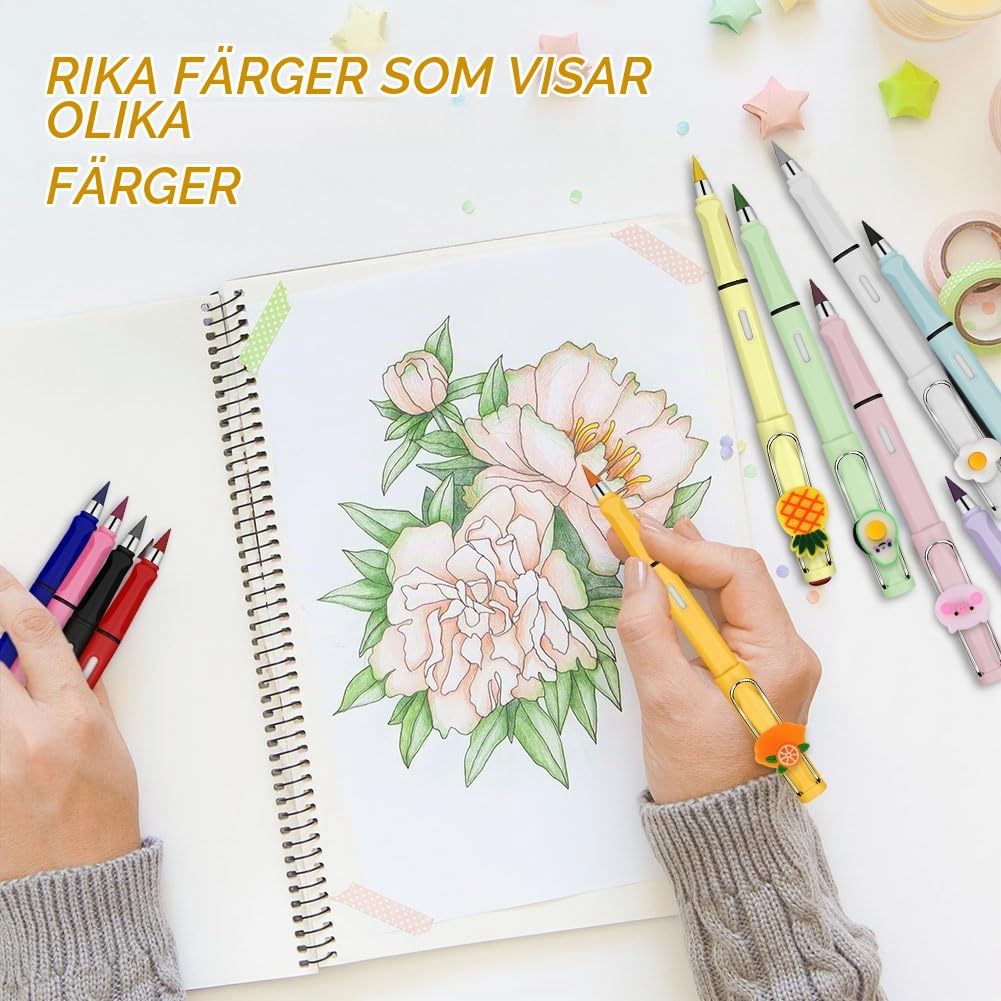 Thumbnail 6 de AUAUY bläckfria pennor, 12 pennor med utbytbara grafitspetsar
