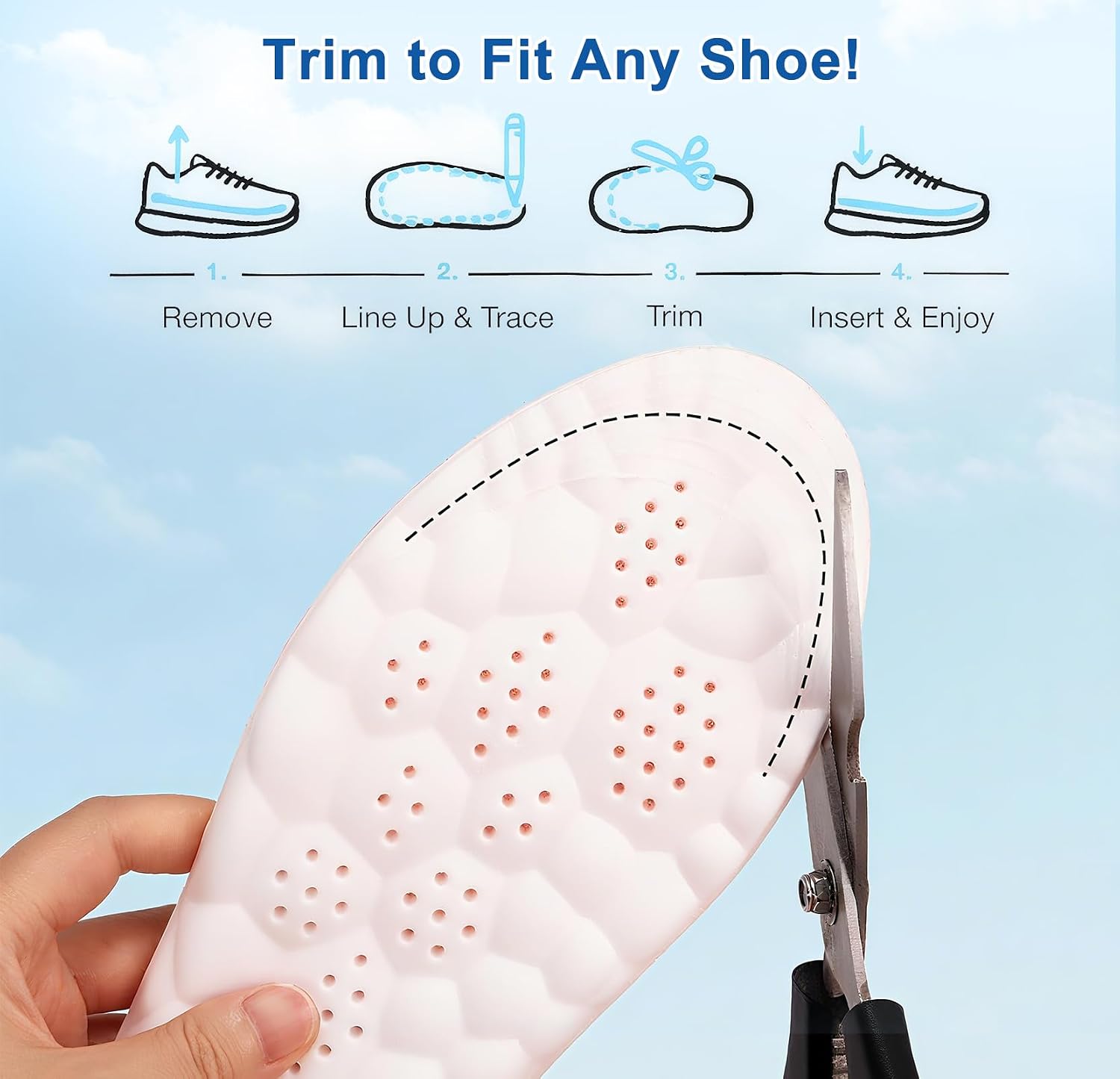 Detalle 2 de Giwytey 4D Cloud Insoles, Memory Foam Inserts with Arch Support, Black