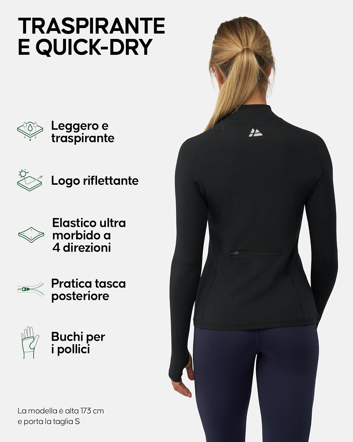 Thumbnail 2 de DANISH ENDURANCE Maglietta sportiva a manica lunga con zip e dettagli riflettenti per donna