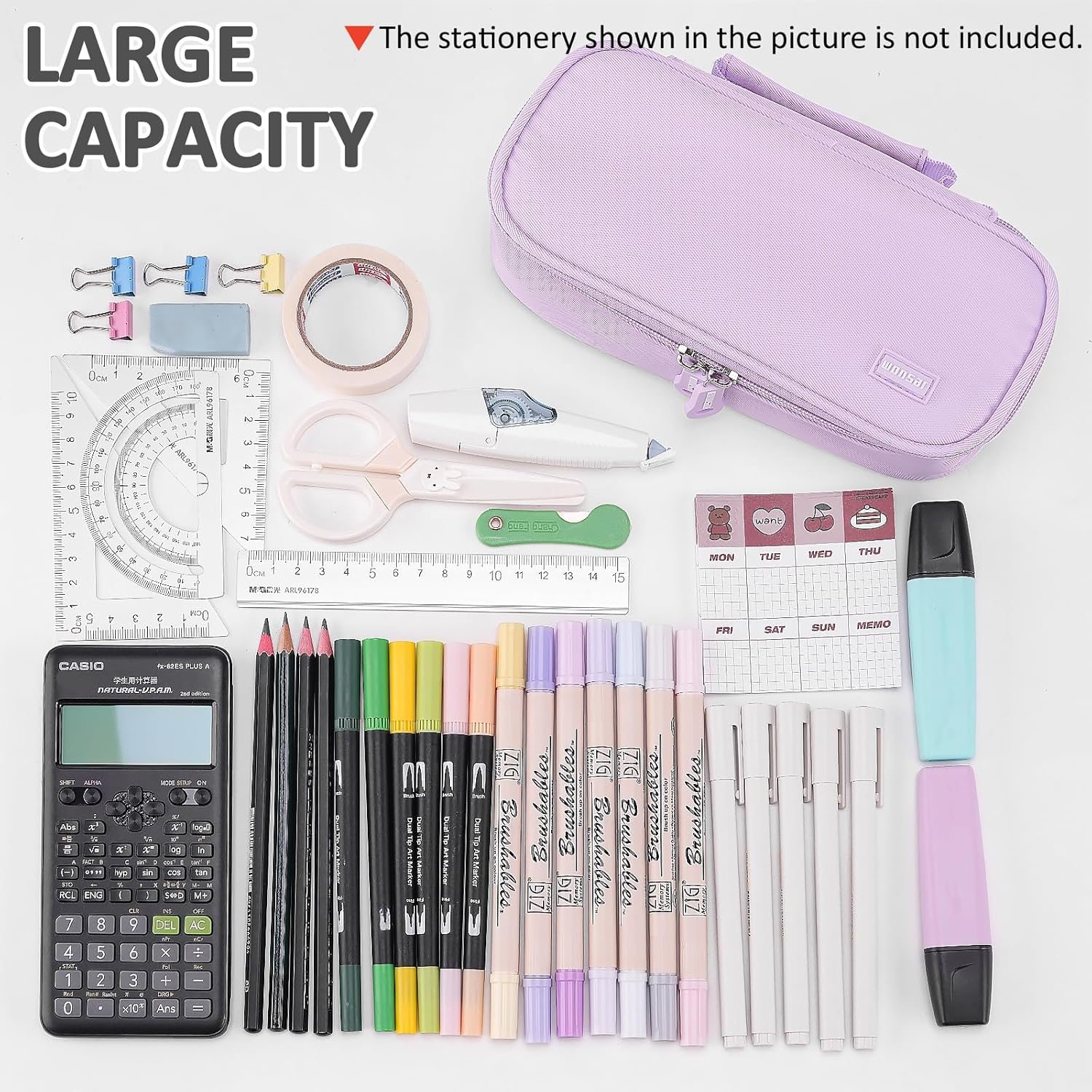 Thumbnail 2 de Wonsar Federmäppchen Mäppchen Federtasche Etui 4 Fach – vielseitig organisiert für Schule & Büro