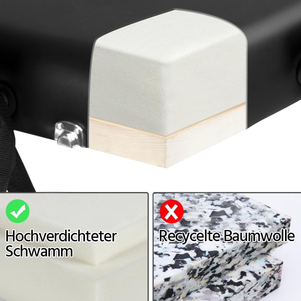 Detalle de Yaheetech 3-Zonen Massageliege – Tragbar, höhenverstellbar, mit Kopfstütze und abnehmbaren Armlehnen (Schwarz)