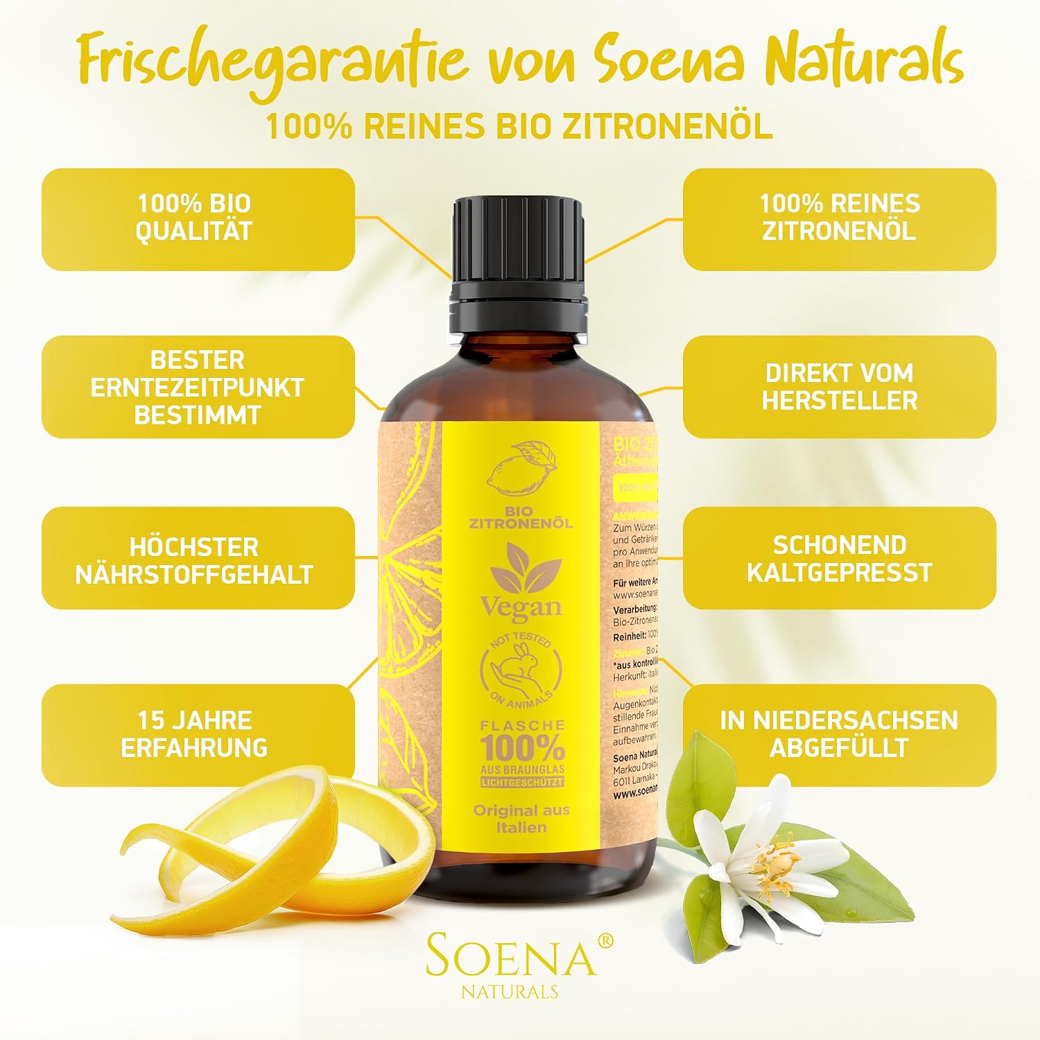 Thumbnail 3 de BIO Zitronenöl [BIO-zertifiziert] 100% Naturrein – Kaltgepresst aus Italien, Lebensmittelqualität