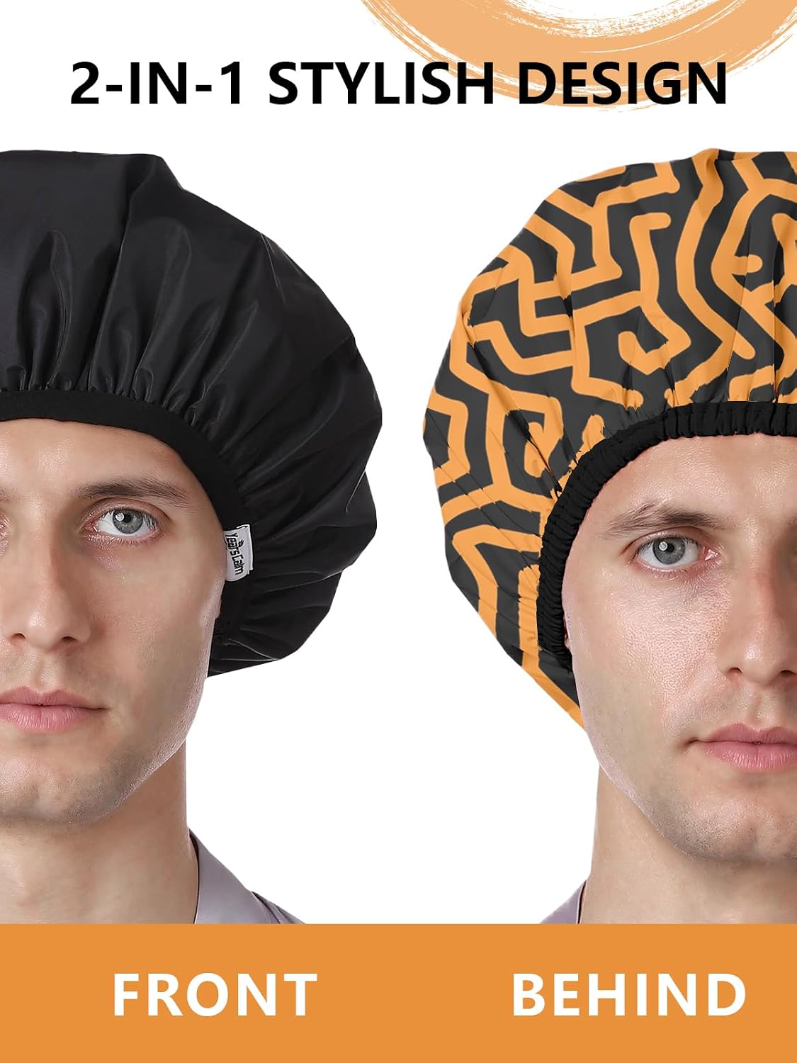 Detalle de Years calm YC-GS-NY Men’s Reusable Shower Cap, Waterproof Dual-Layer
