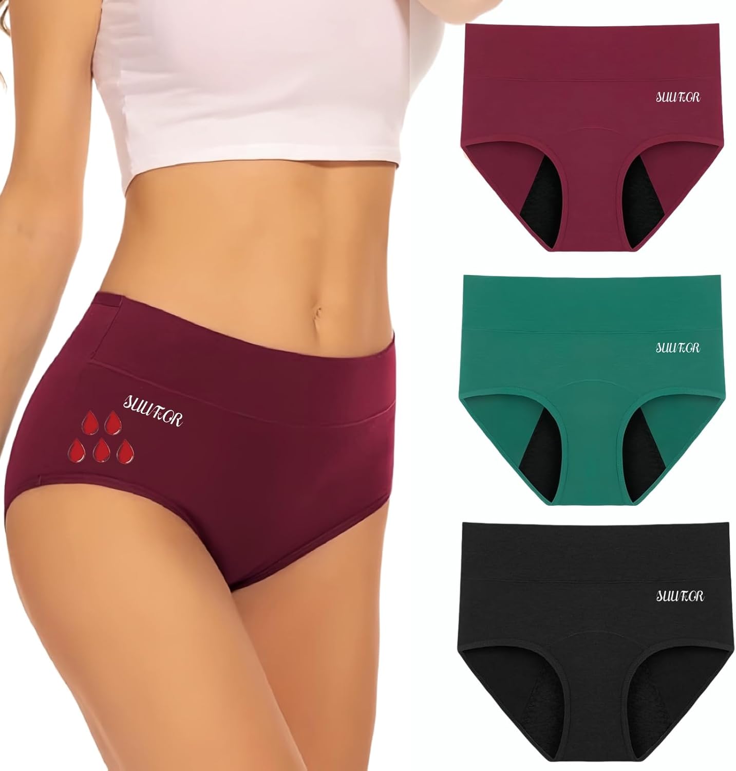 SUUFOR Periodenunterwäsche „Starke Blutung“ (60 ml) mit hoher Taille, lecksicher & atmungsaktiv