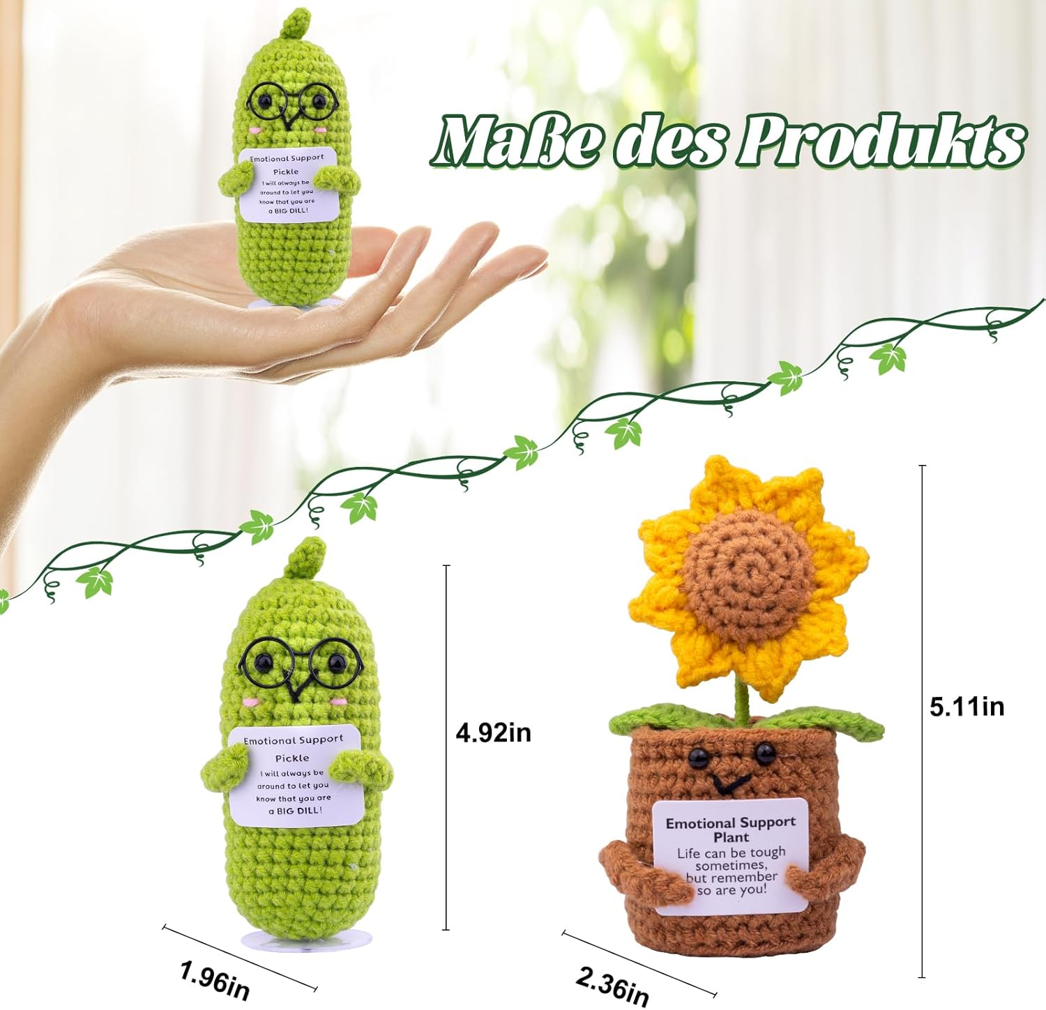 Detalle 2 de Mwmoeen Pocket Hug Positive Kartoffel – handgestrickte Gute-Laune-Kartoffel mit Sonnenblume