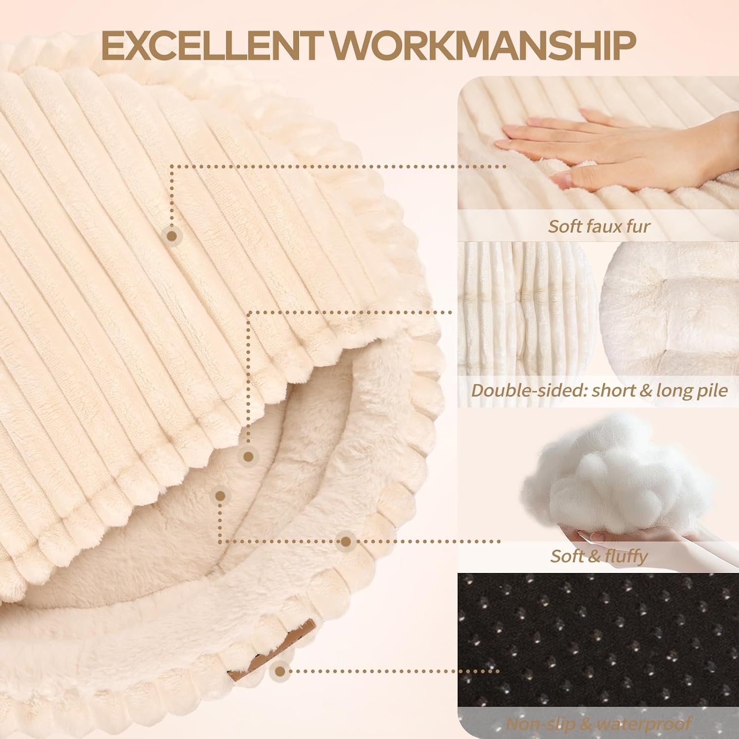 Detalle 2 de CheerPals Cat Bed with Cover 50 cm – Washable Cosy Cave