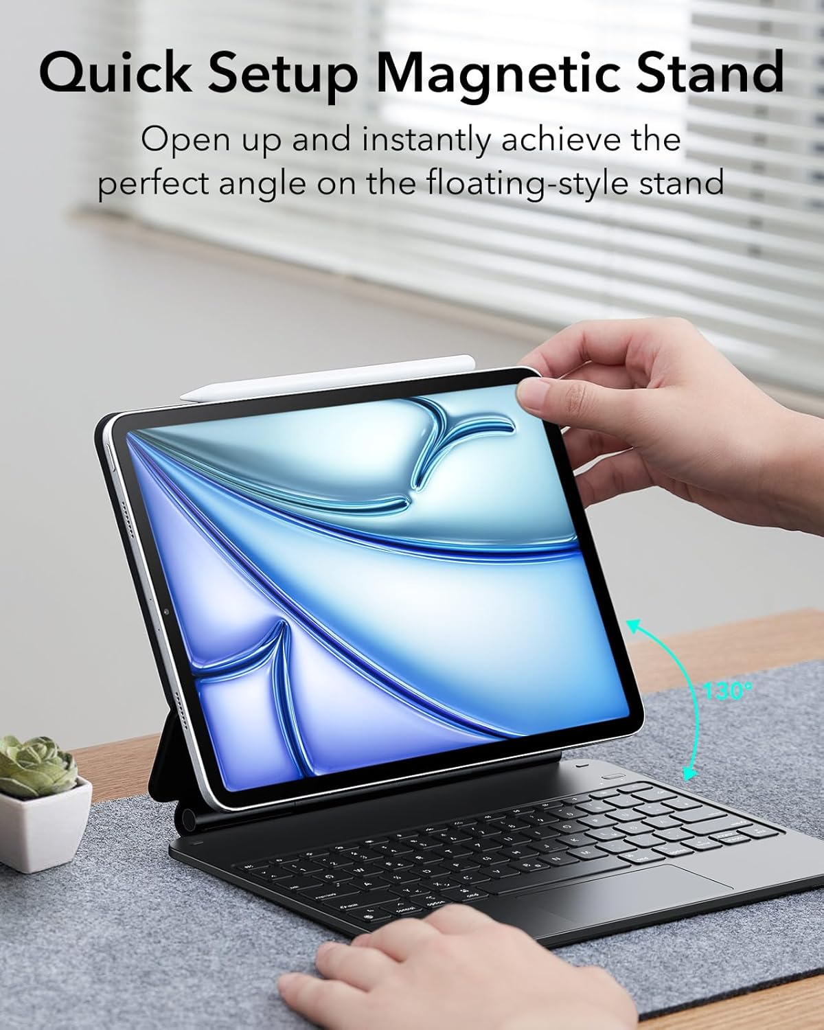 Detalle de ESR Magnetische Keyboard Hülle für iPad Air 13 Zoll (M4/M3/M2) mit Magnet-Quick-Set und Multi-Touch-Trackpad, Schwarz