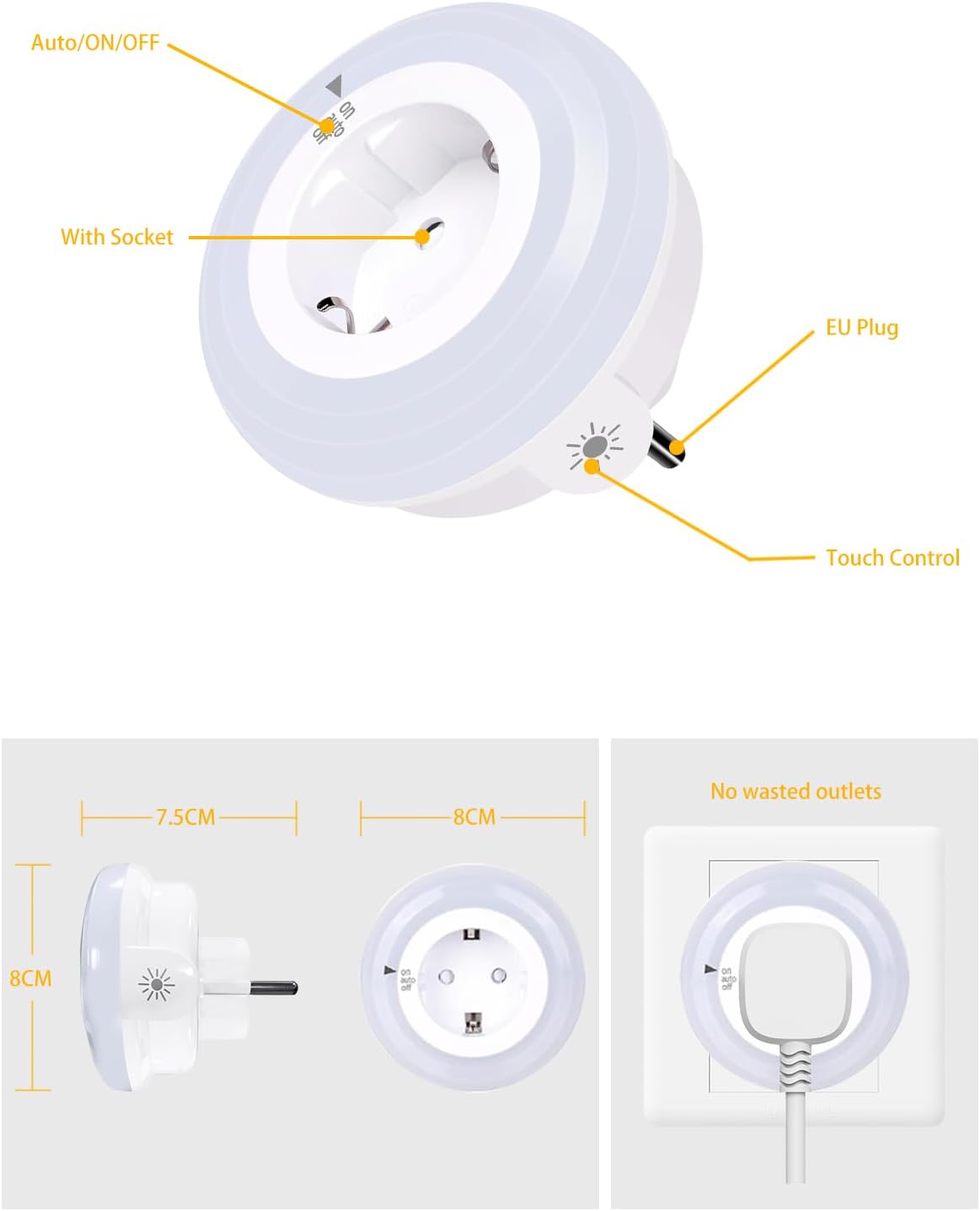 Thumbnail 4 de Bowfar Nachtlicht Steckdose 2700K