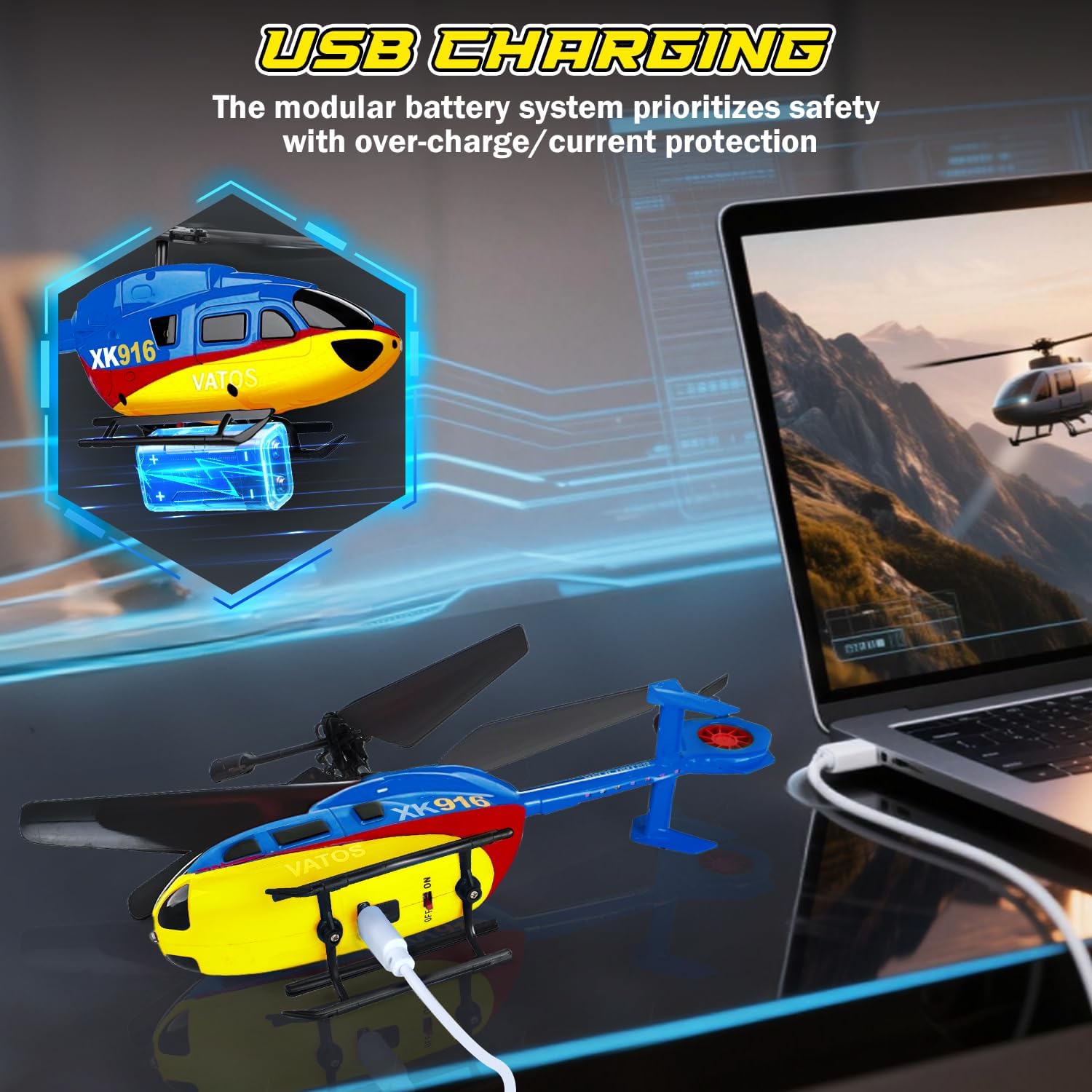 Thumbnail 4 de VATOS Hubschrauber Ferngesteuert 2,4 GHz – 3,5-Kanal Mini-Hubschrauber mit LED & Gyro, ideal für Einsteiger