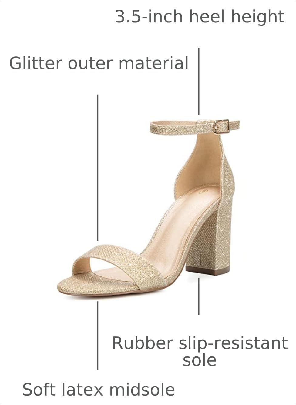 Detalle de COASIS 3.5-Inch Chunky Block Heel Sandals for Women with Ankle Strap